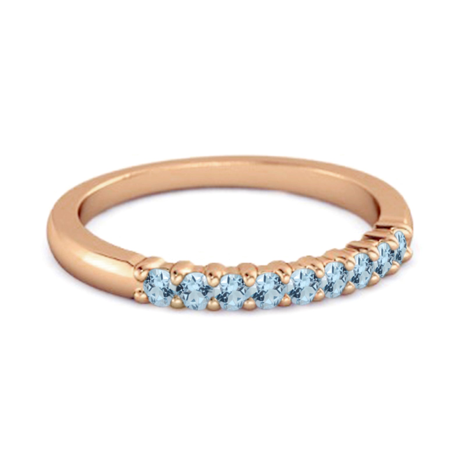 Blue Topaz Round Half Eternity Ring – Sterling Silver