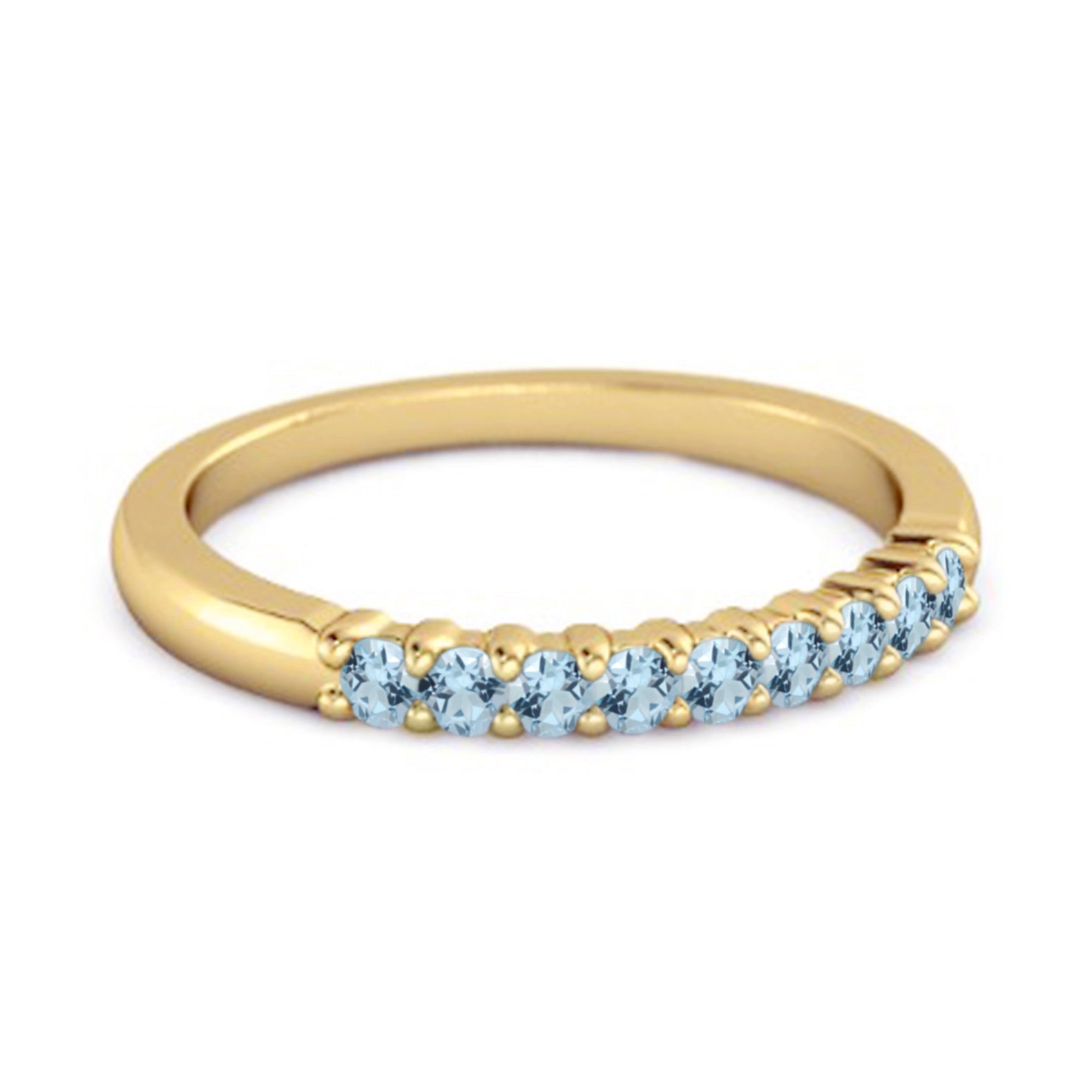 Blue Topaz Round Half Eternity Ring – Sterling Silver