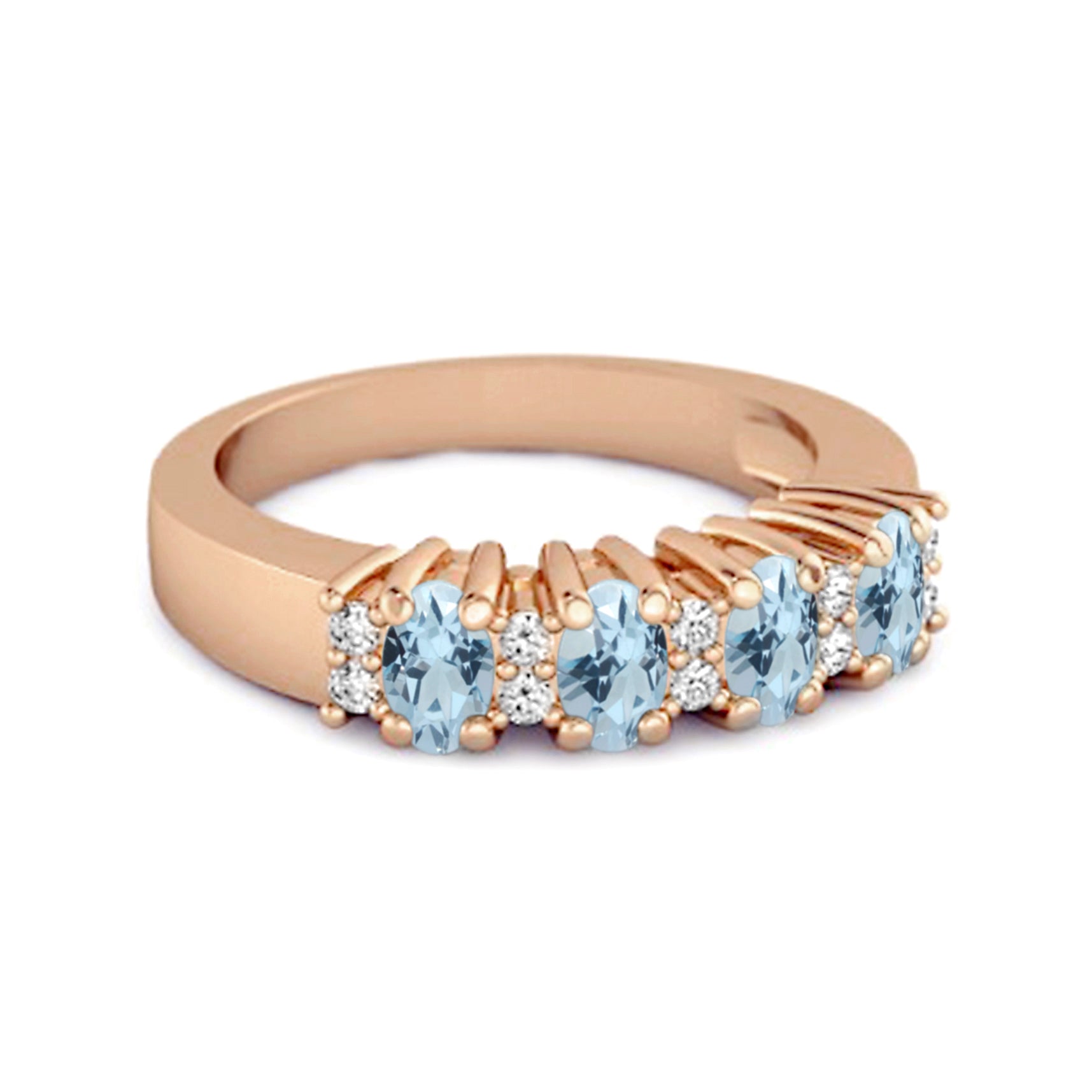 Blue Topaz Four Stone Ring - Sterling Silver