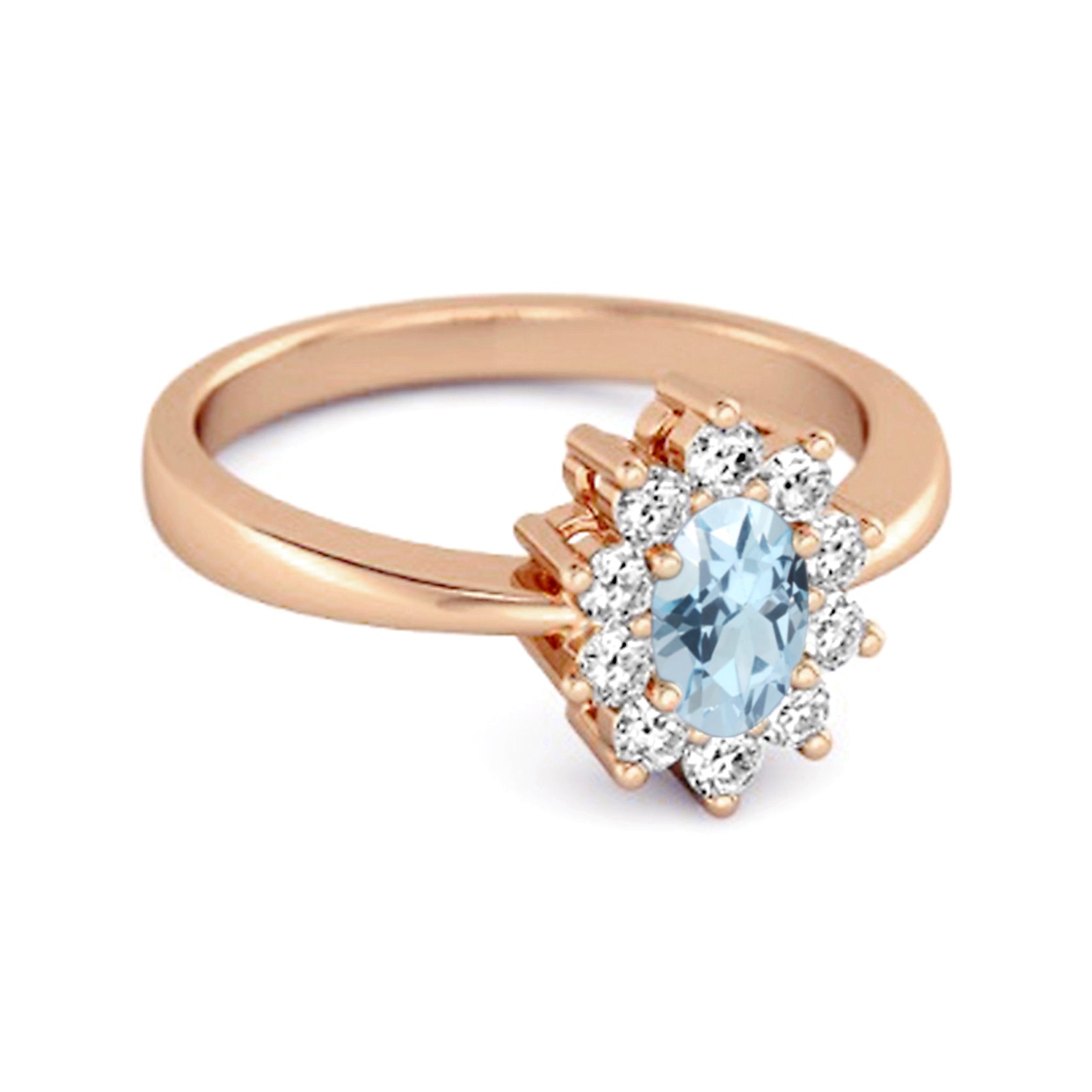 Blue Topaz Classic Halo Ring - Sterling Silver