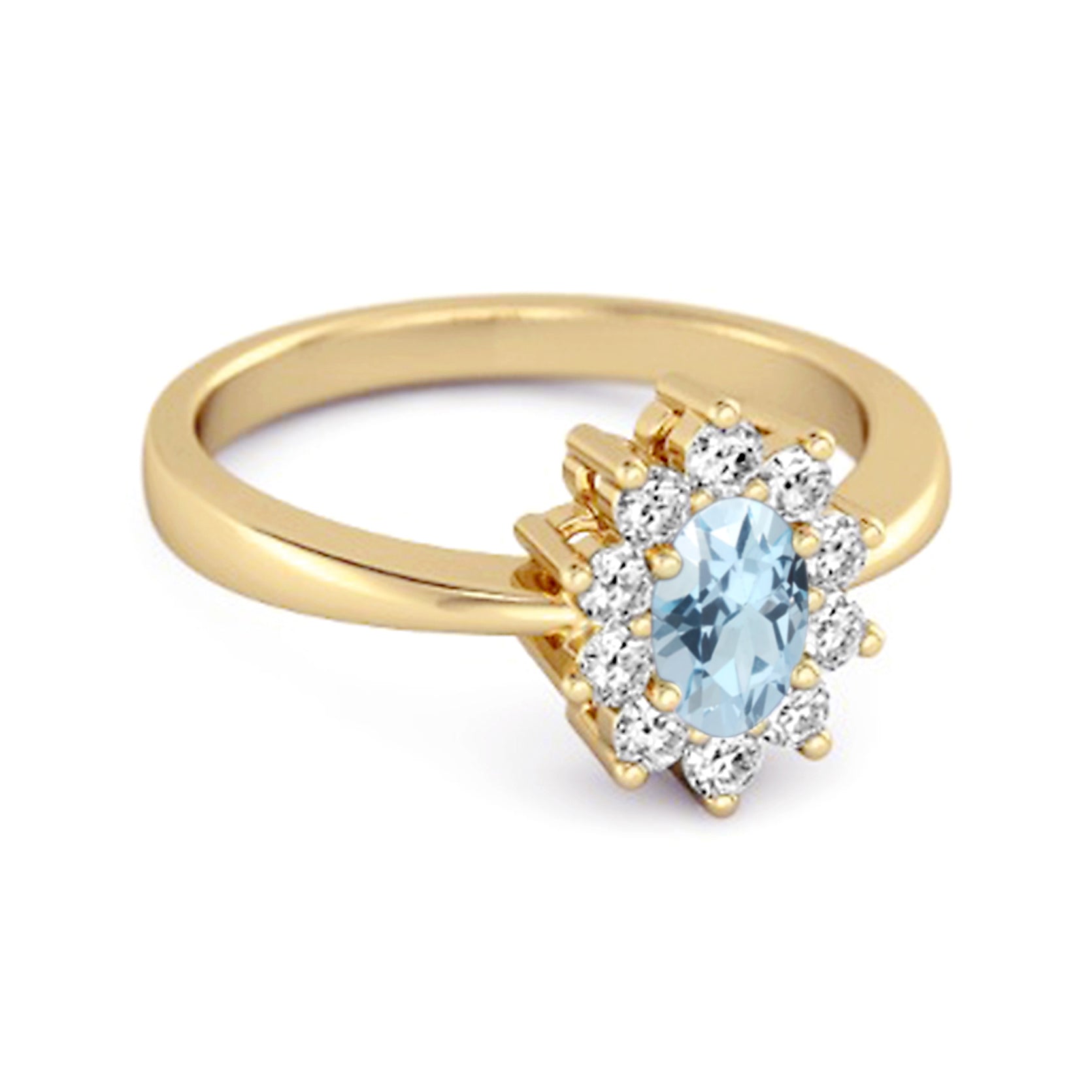 Blue Topaz Classic Halo Ring - Sterling Silver