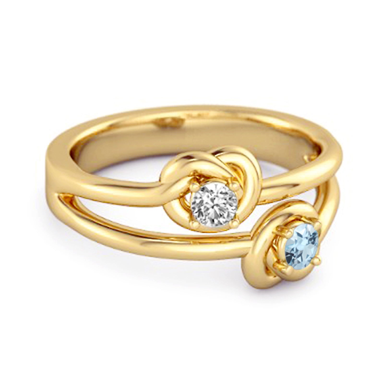 Blue Topaz Infinity Knot Bypass Ring - Sterling Silver