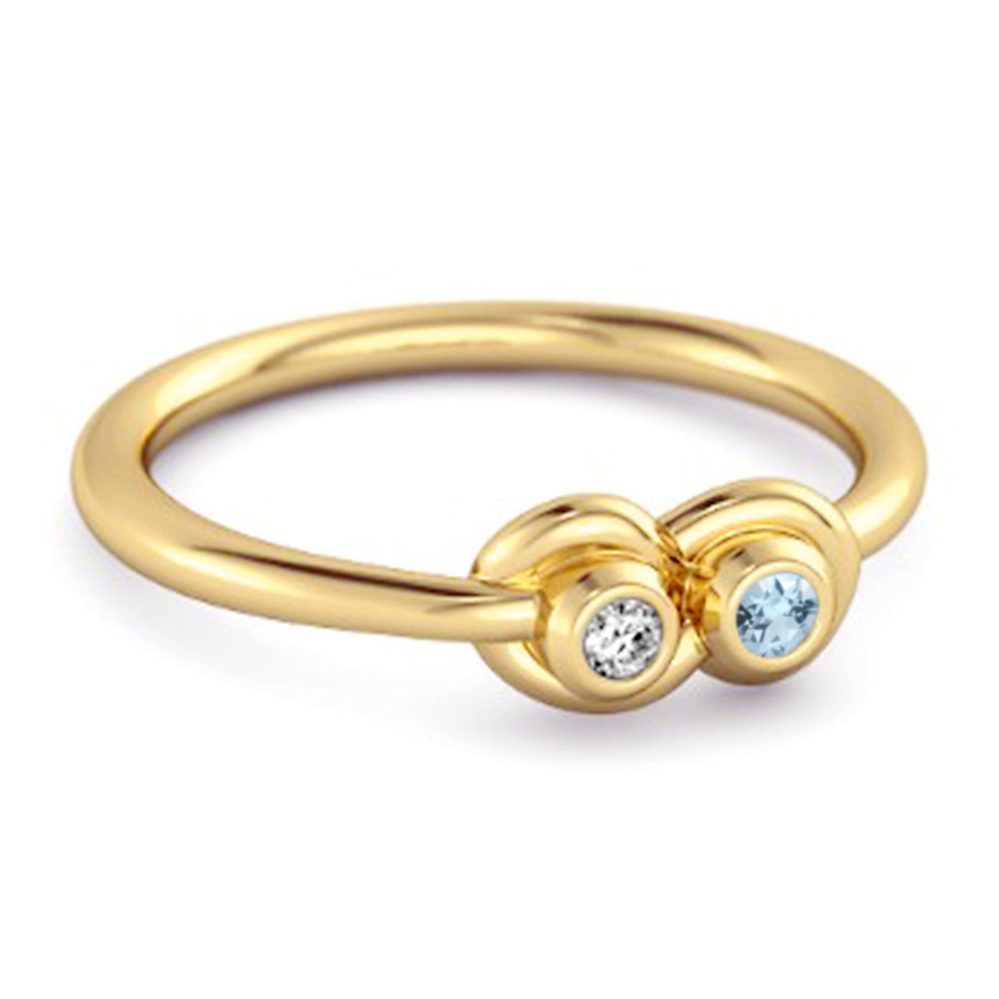 Blue Topaz Twin Bezel Minimalist Ring - Sterling Silver