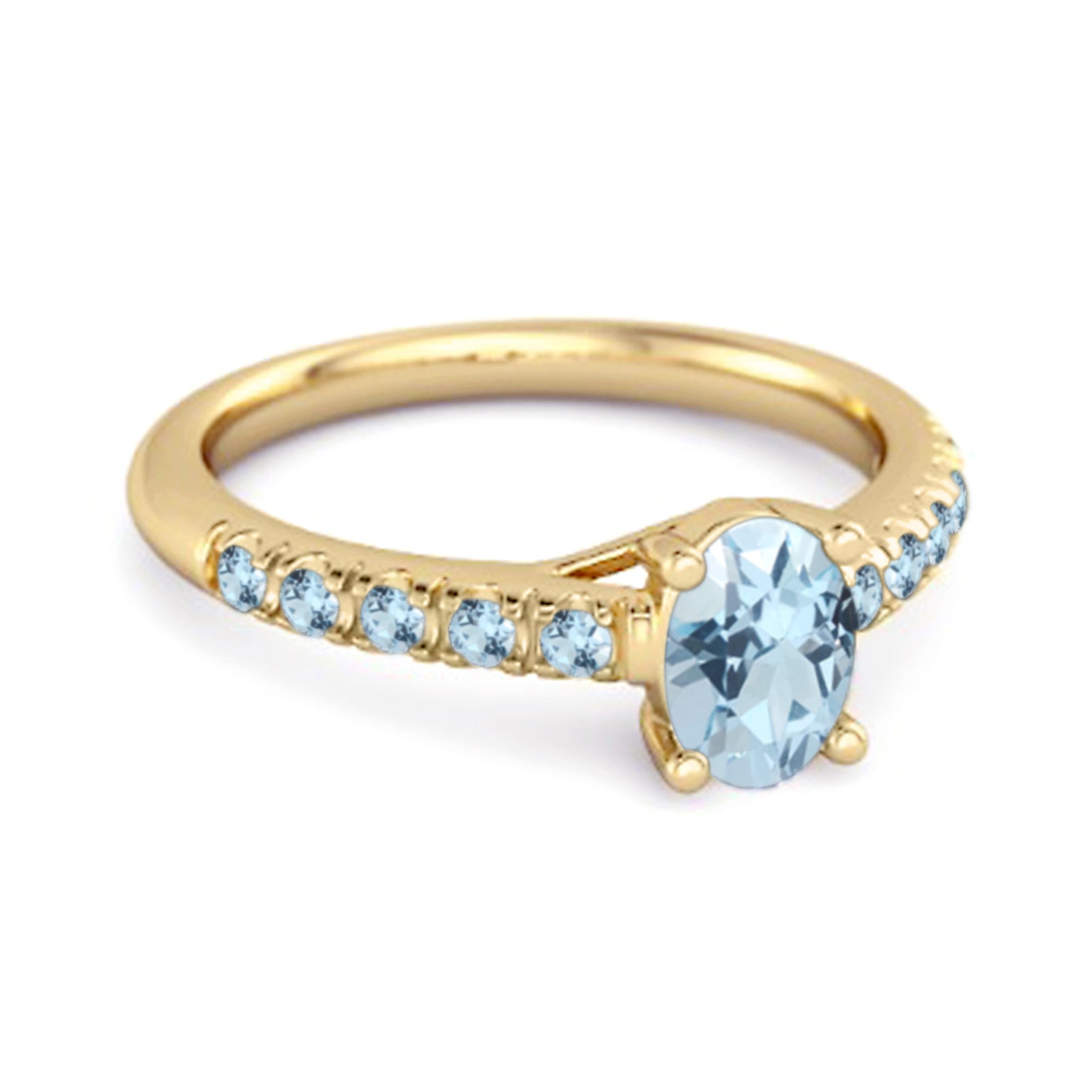 Blue Topaz Pavé Band Classic Statement Ring - Sterling Silver