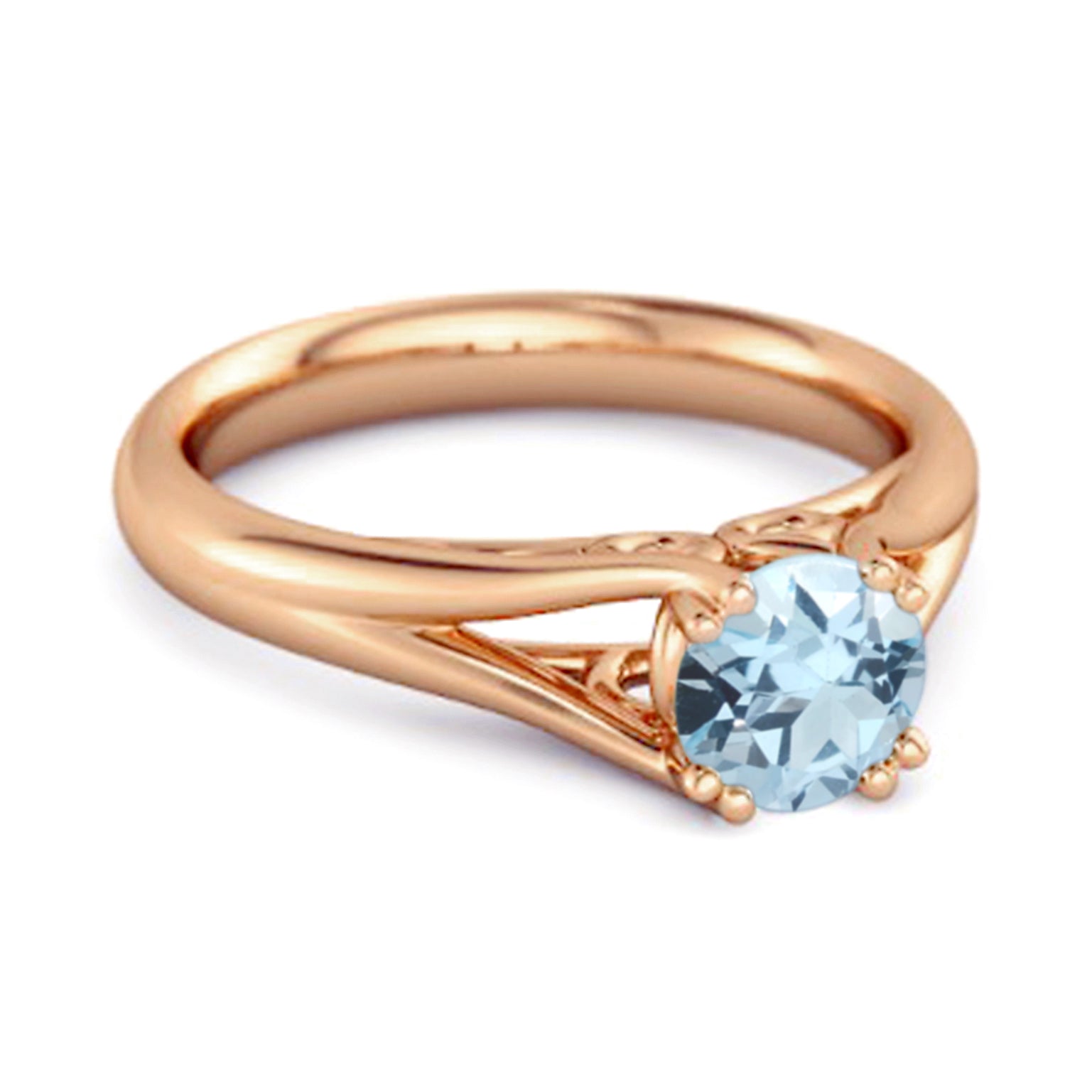 Blue Topaz Elegant Bypass Solitaire Ring - Sterling Silver