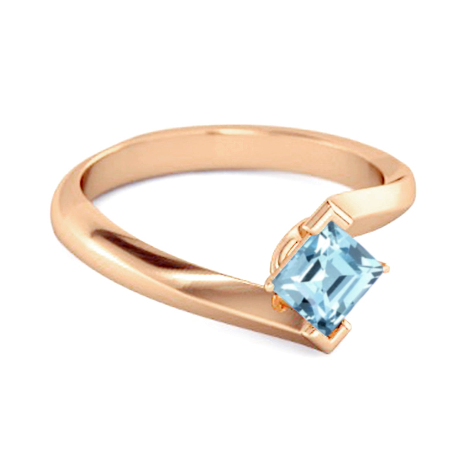 Blue Topaz Sleek Tension-Style Ring - Sterling Silver