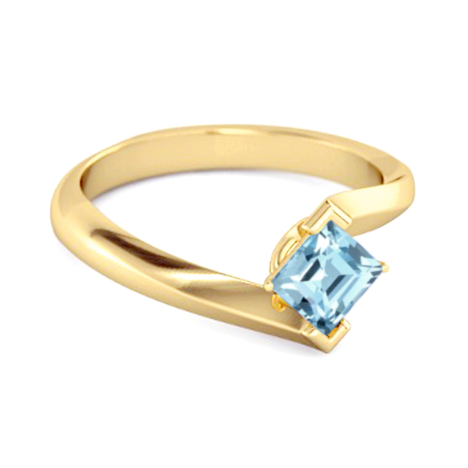 Blue Topaz Sleek Tension-Style Ring - Sterling Silver