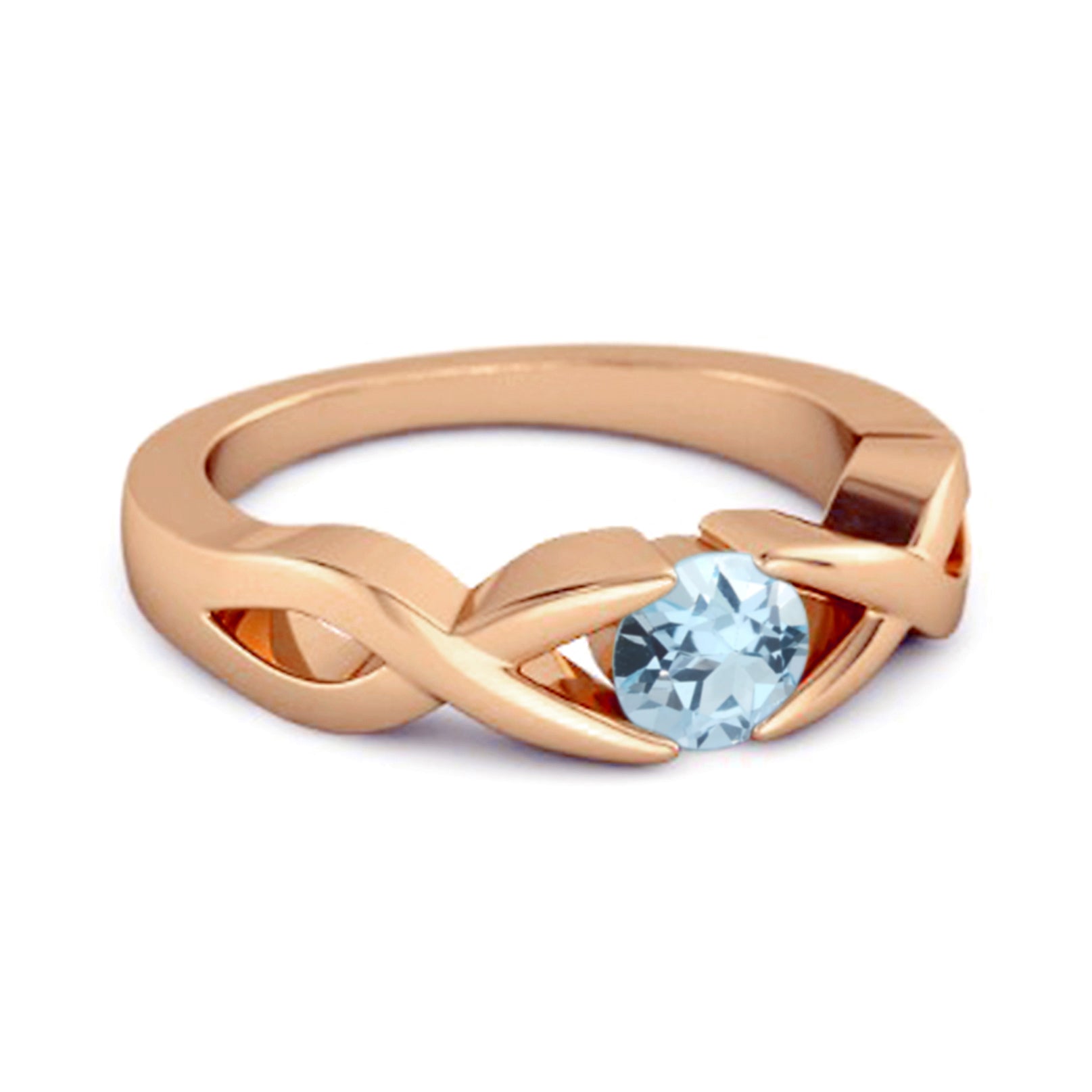 Blue Topaz Twisted Vine Band Ring - Sterling Silver