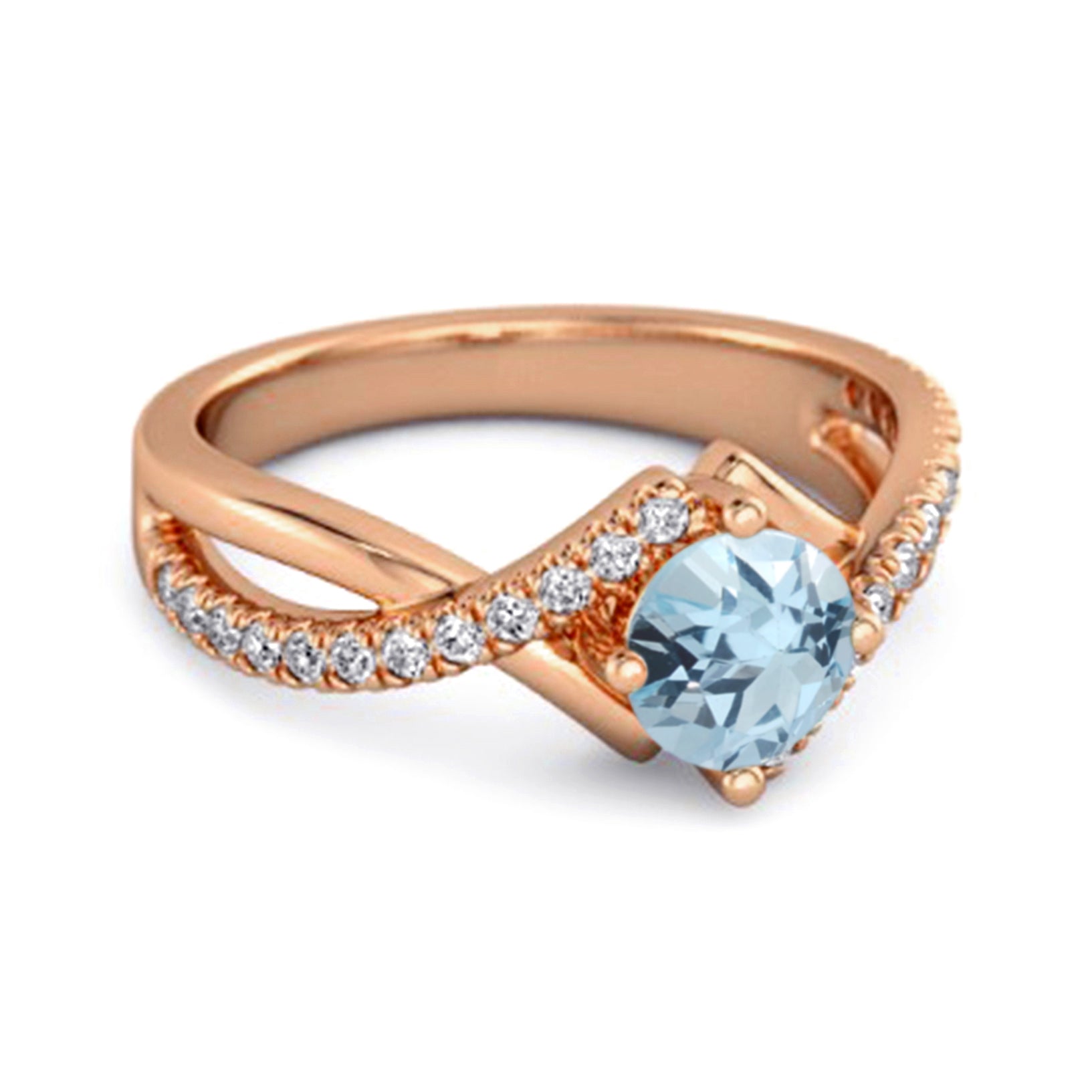 Blue Topaz Split Band Crossover Pavé Ring - Sterling Silver