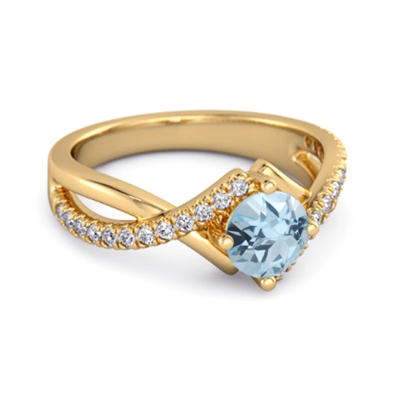 Blue Topaz Split Band Crossover Pavé Ring - Sterling Silver
