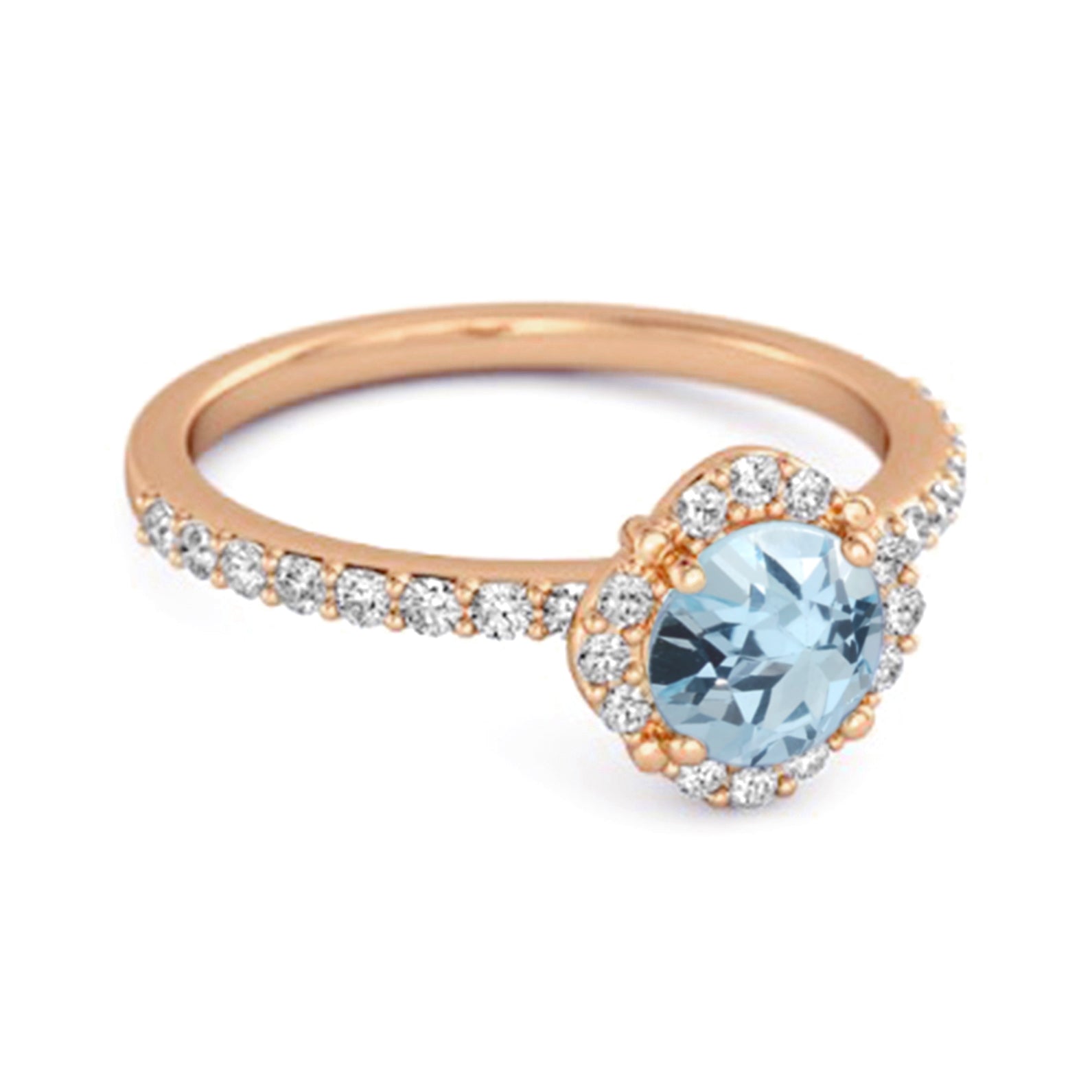Blue Topaz Floral Halo Pavé Ring - Sterling Silver