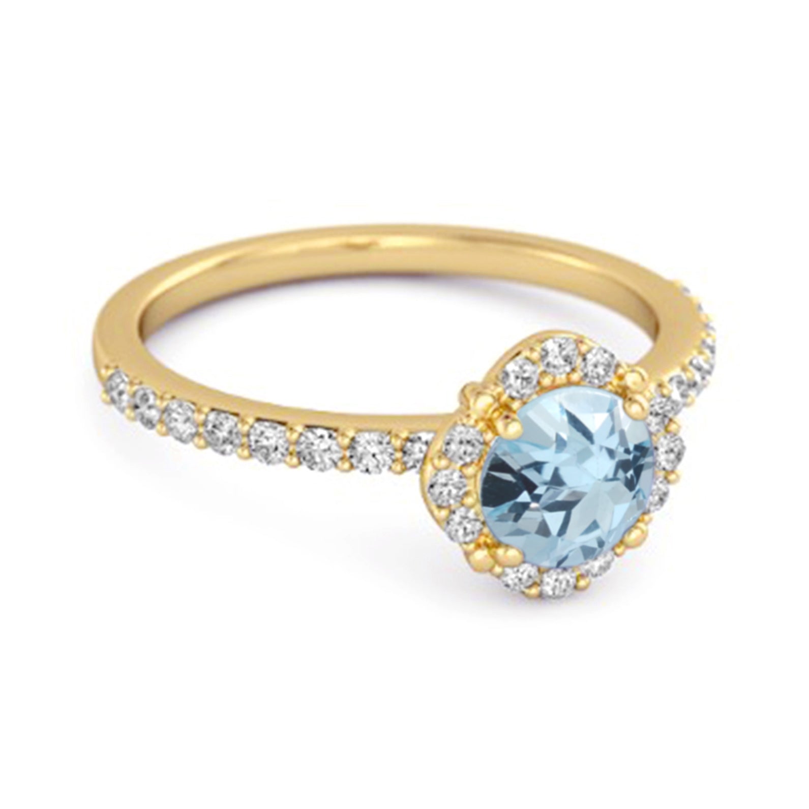 Blue Topaz Floral Halo Pavé Ring - Sterling Silver