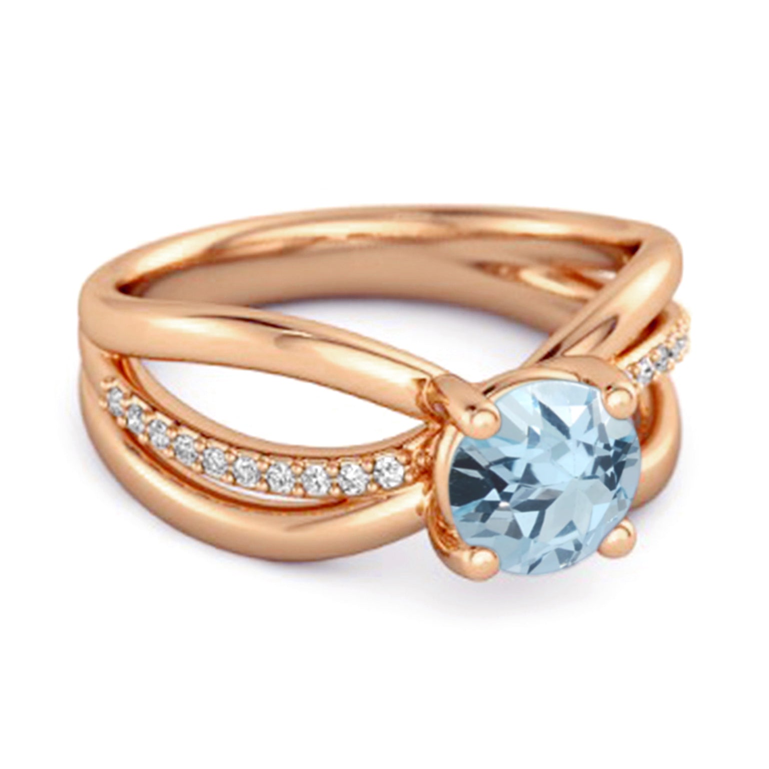 Blue Topaz Infinity Pavé Split Band Ring - Sterling Silver