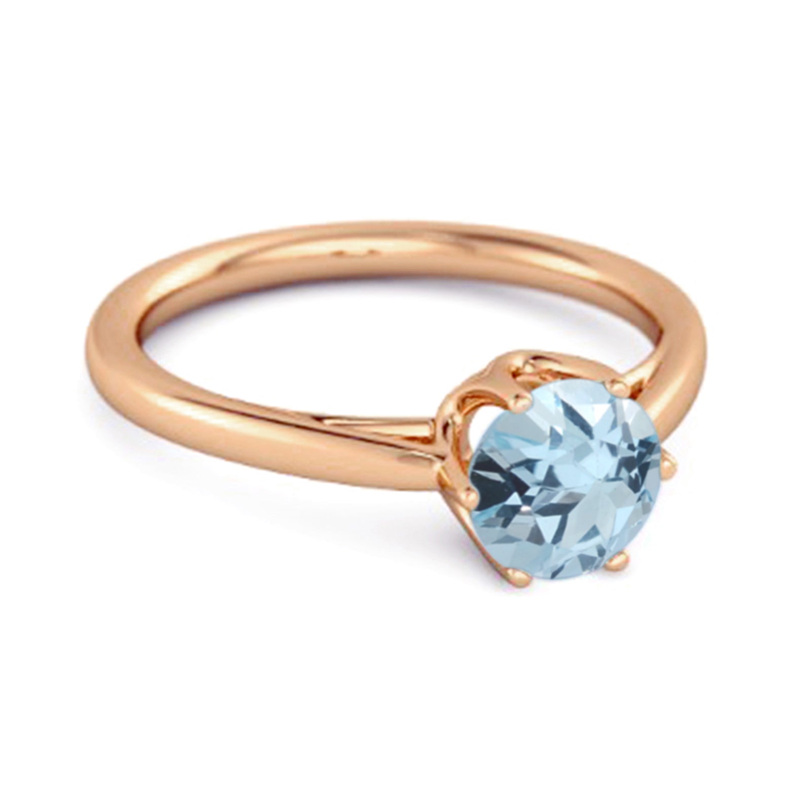 Blue Topaz Minimalist Solitaire Ring - Sterling SIlver