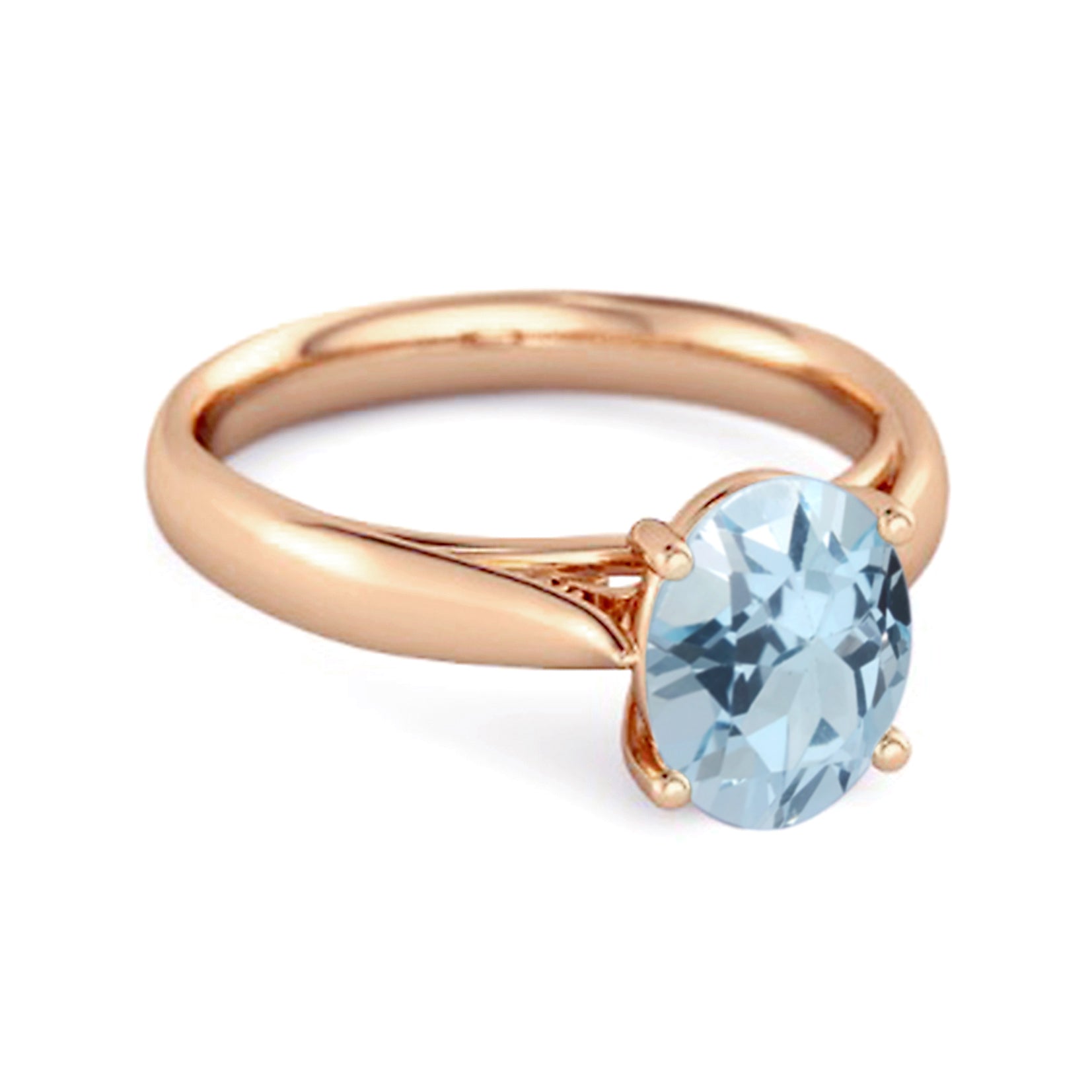 Blue Topaz Classic Solitaire Ring - Sterling Silver