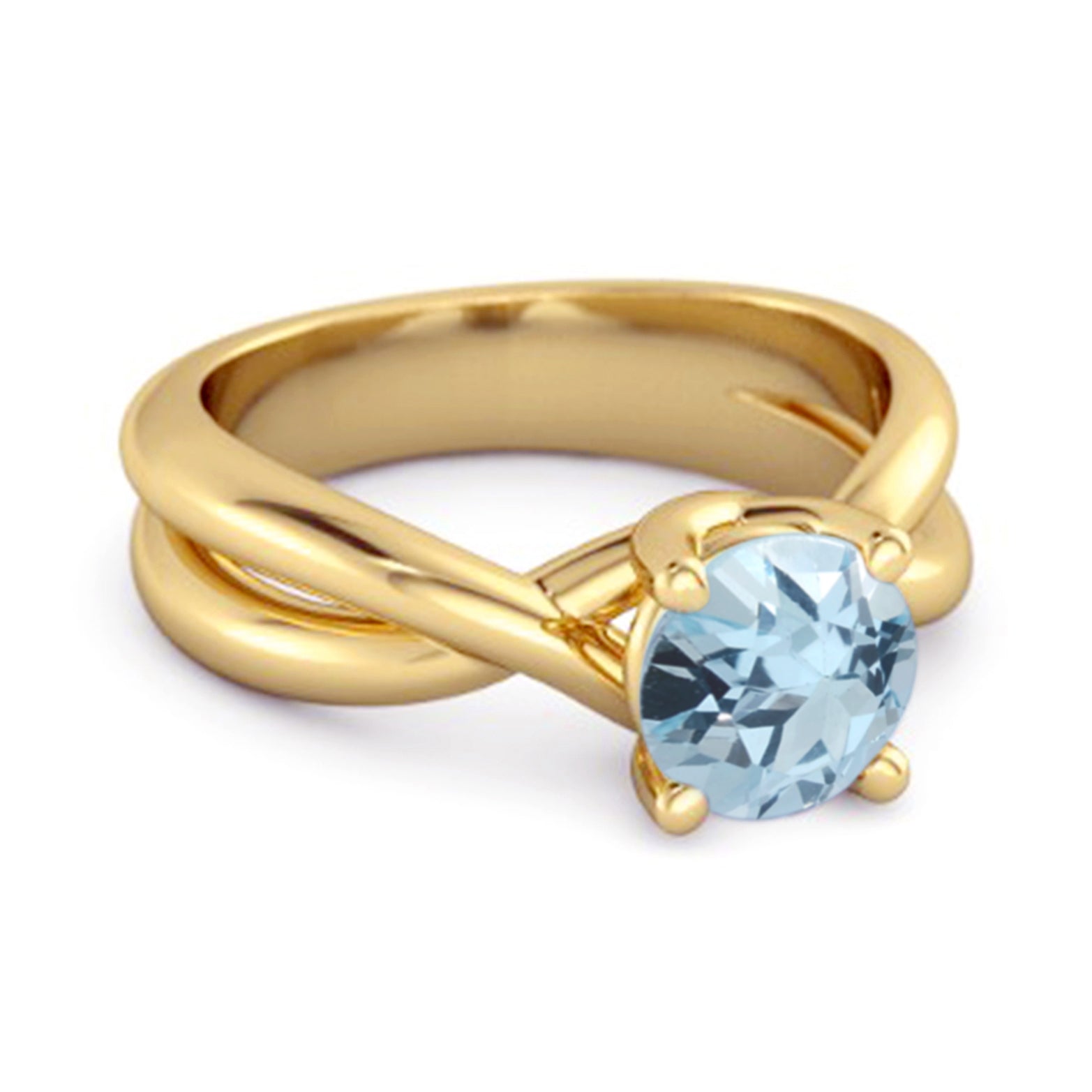 Blue Topaz Crisscross Band Ring - Sterling Silver