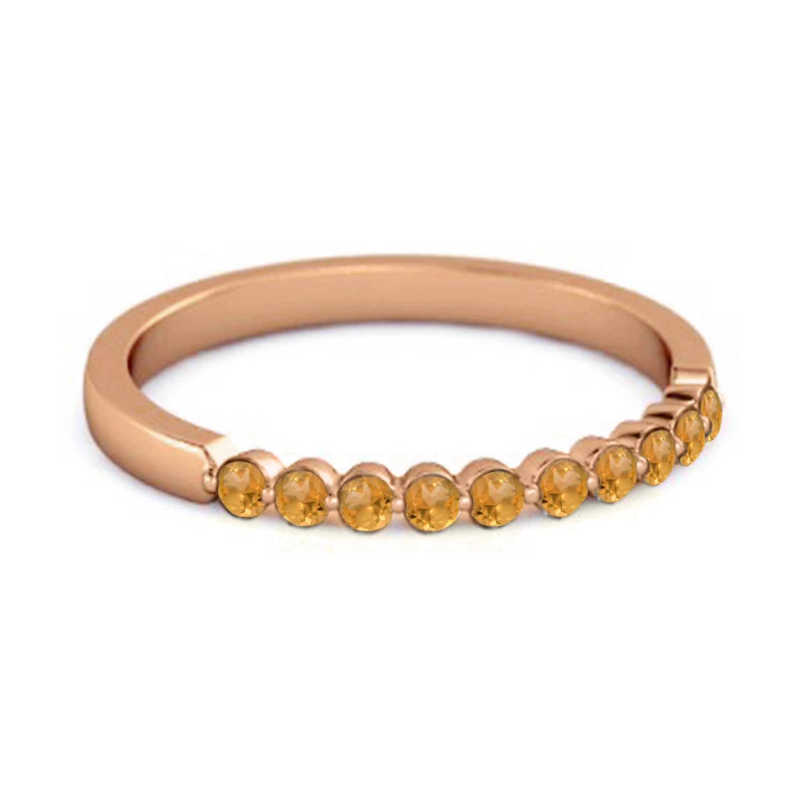 Citrine Half Eternity Design Band Ring – Sterling Silver