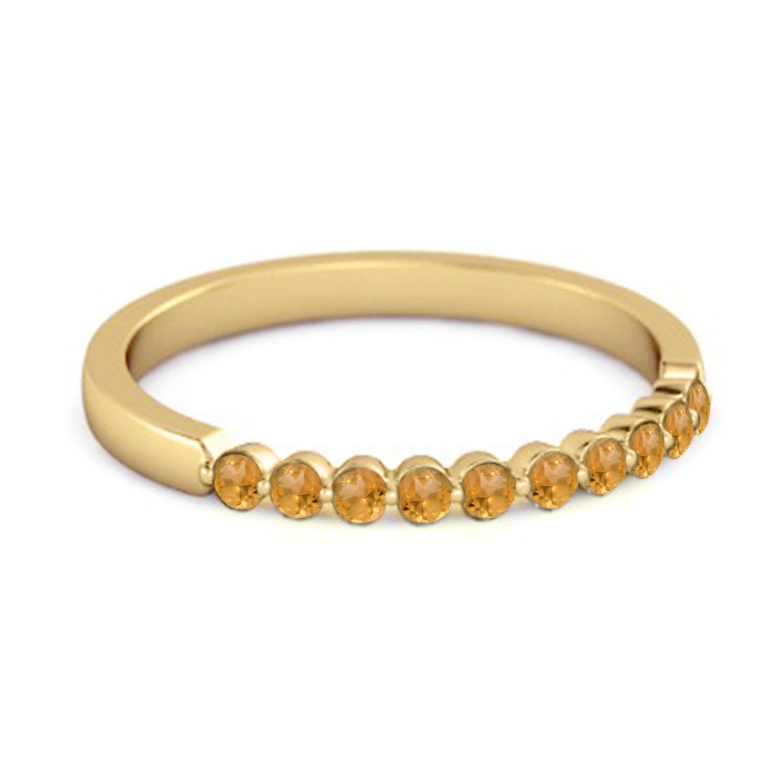 Citrine Half Eternity Design Band Ring – Sterling Silver