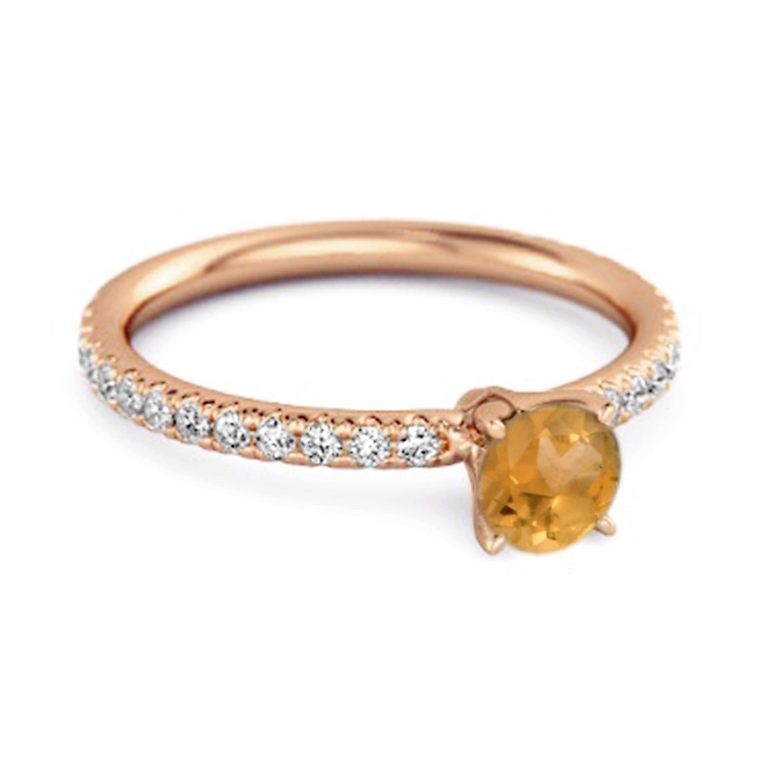Citrine Round Soliatire Ring – Sterling Silver