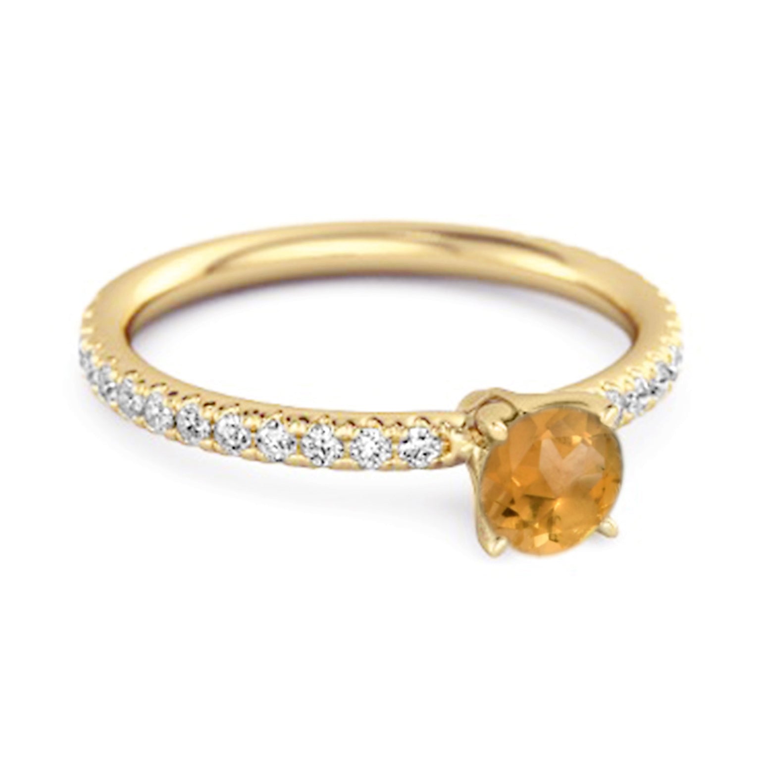 Citrine Round Soliatire Ring – Sterling Silver