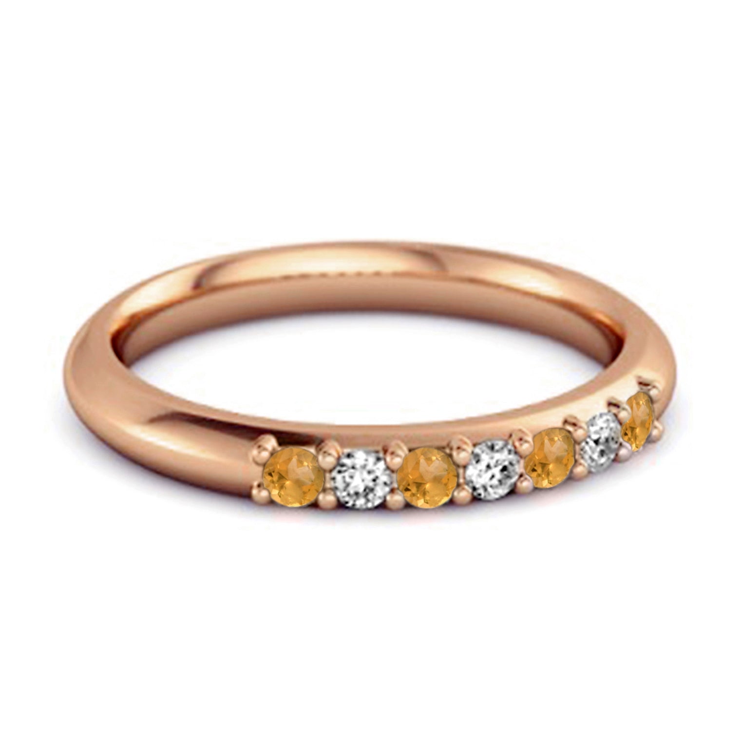 Citrine Eternity Stackable Ring – Sterling Silver