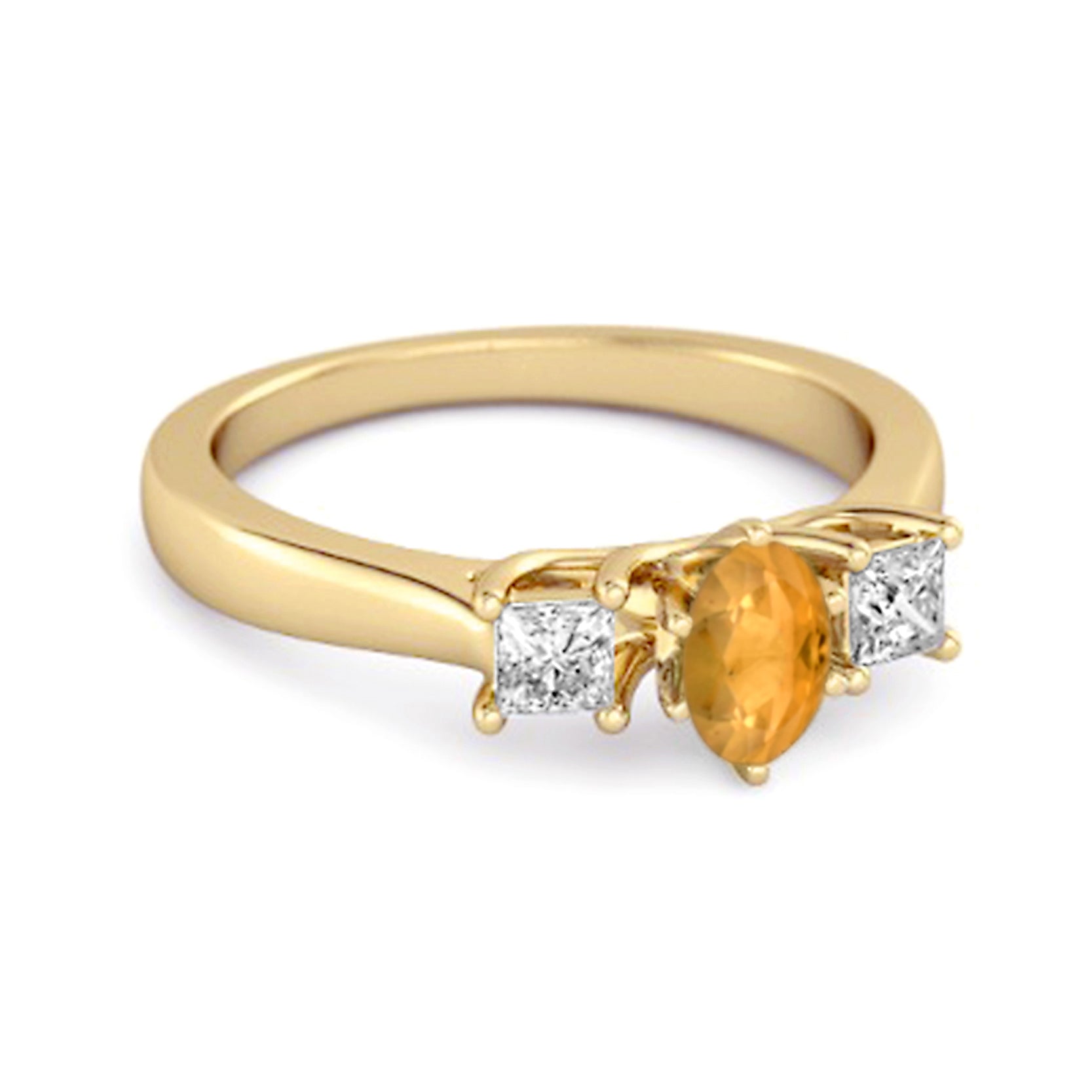 Citrine Elegant Three Stone Ring - Sterling Silver