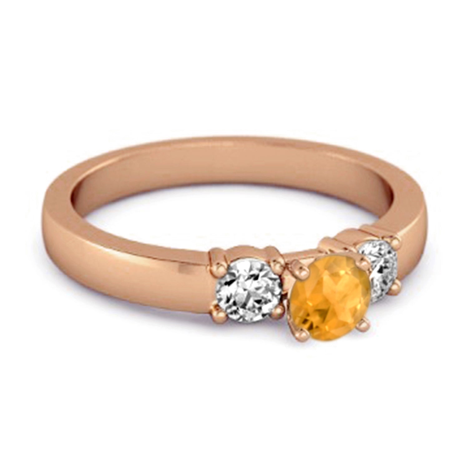 Citrine Elegant Three Stone Ring - Sterling Silver