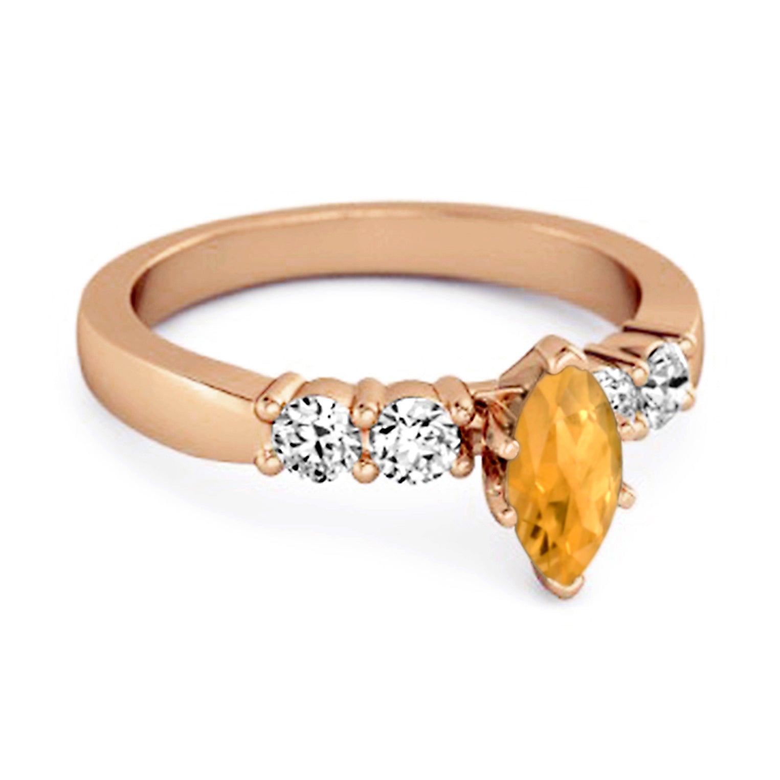 Anello Wishbone Princess Ariana con citrino taglio marquise da 0,10 ct