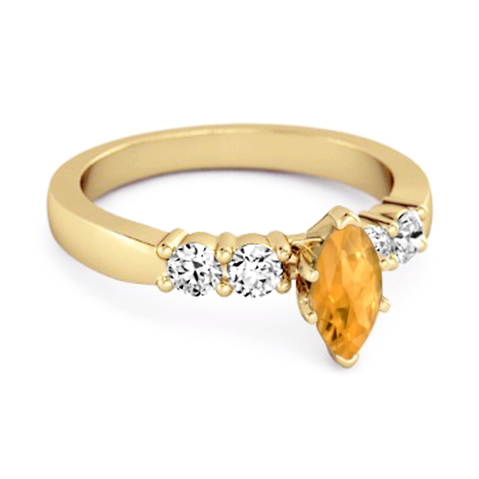 Anello Wishbone Princess Ariana con citrino taglio marquise da 0,10 ct
