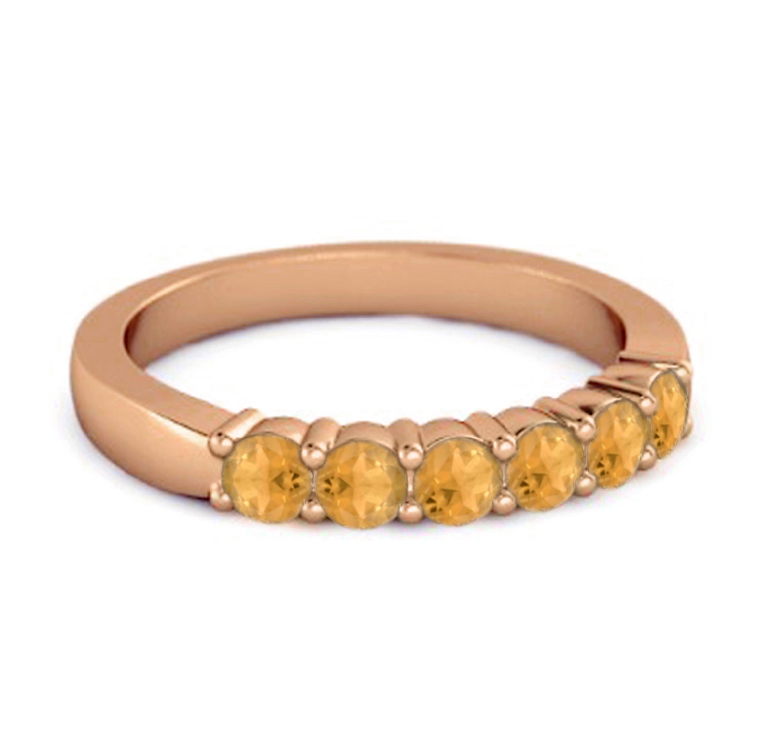 Citrine Half Eternity Band Ring – Sterling Silver