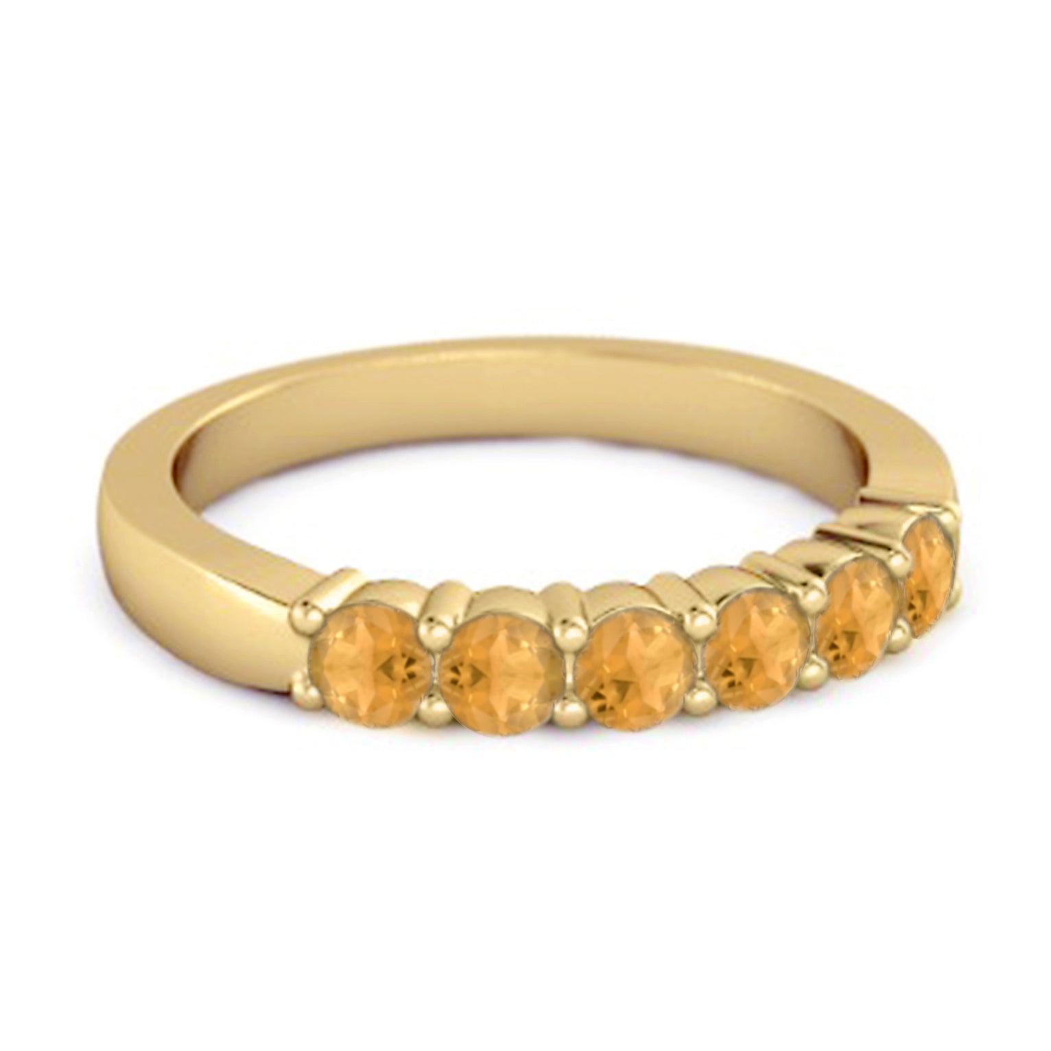 Citrine Half Eternity Band Ring – Sterling Silver