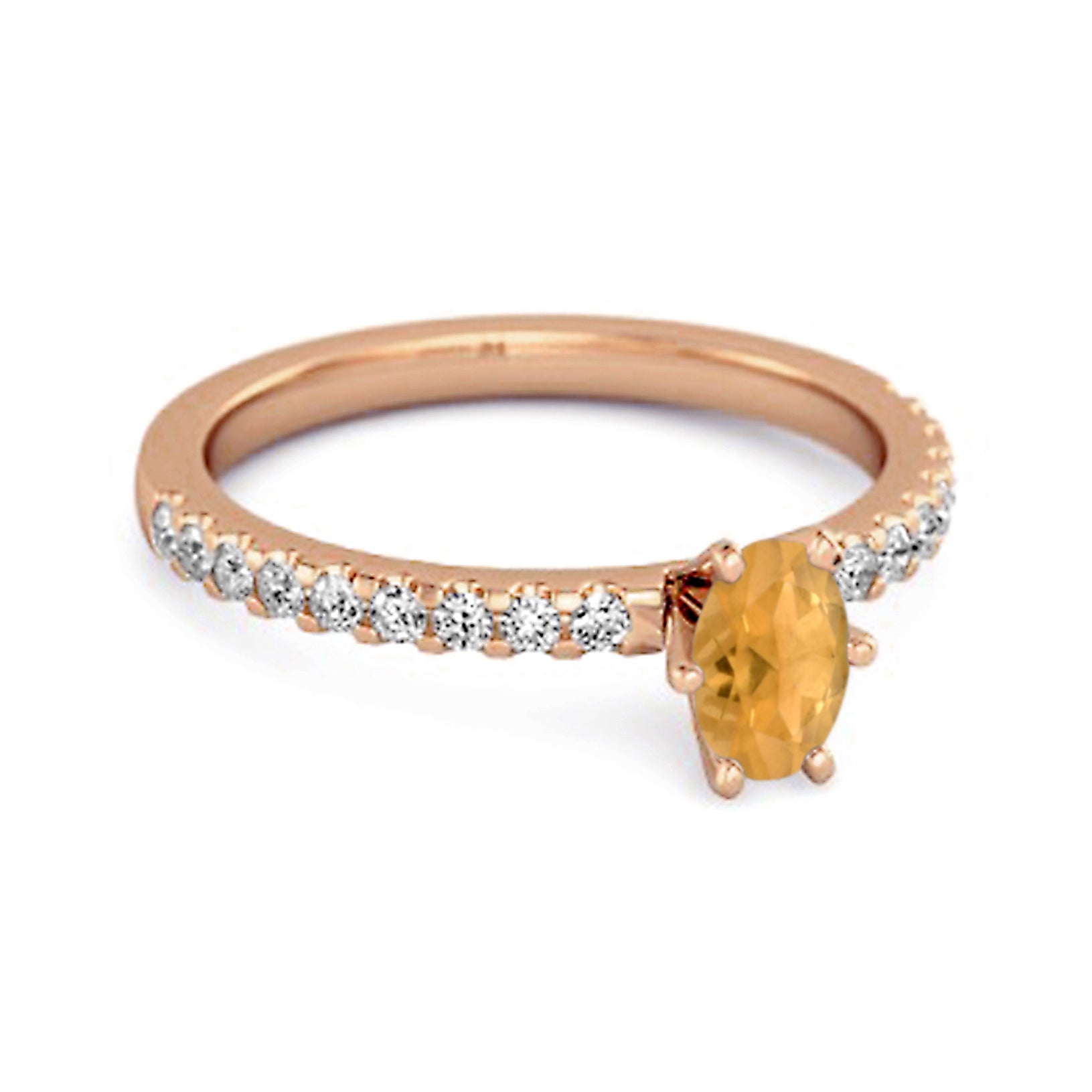 Citrine Oval Solitaire Ring – Sterling Silver
