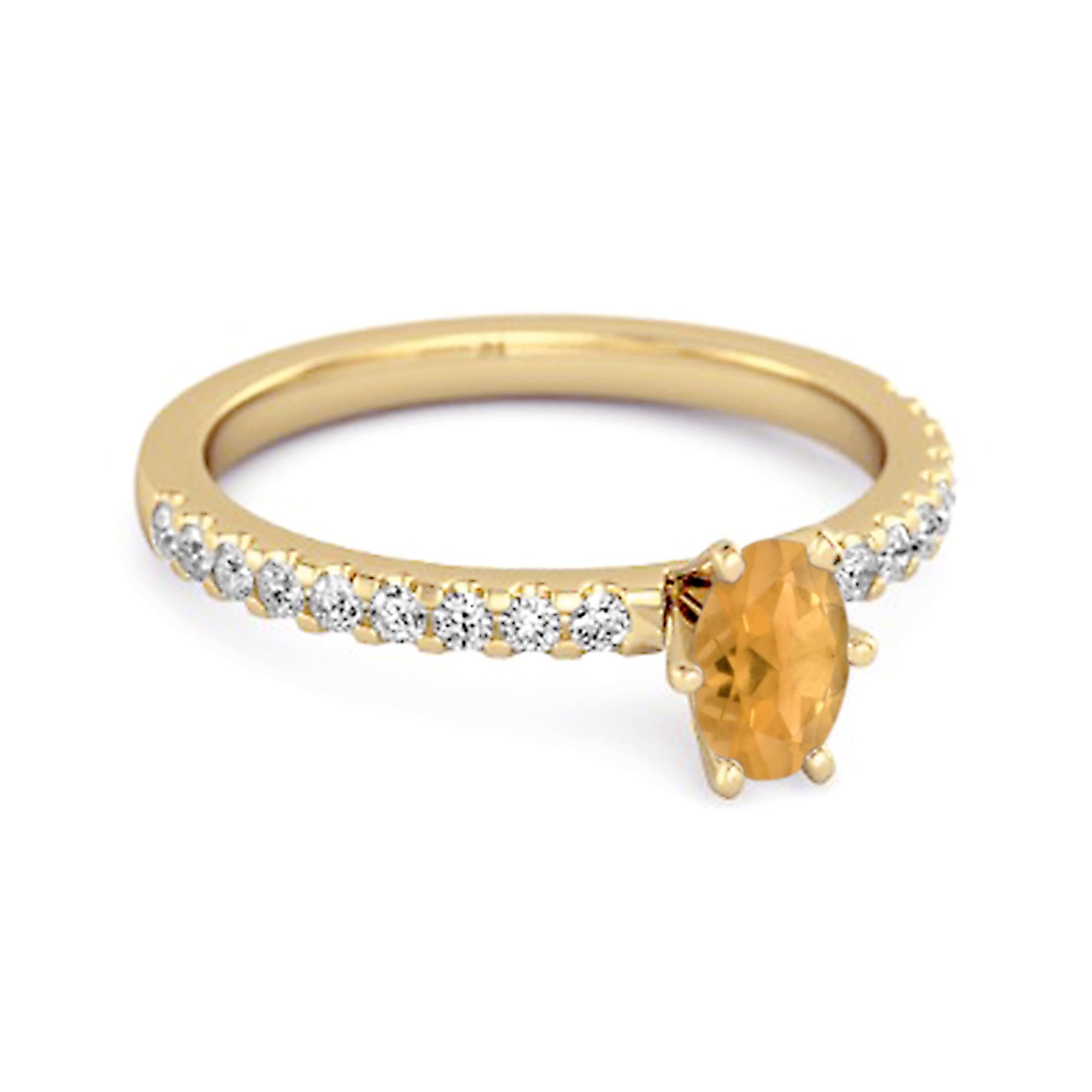 Citrine Oval Solitaire Ring – Sterling Silver