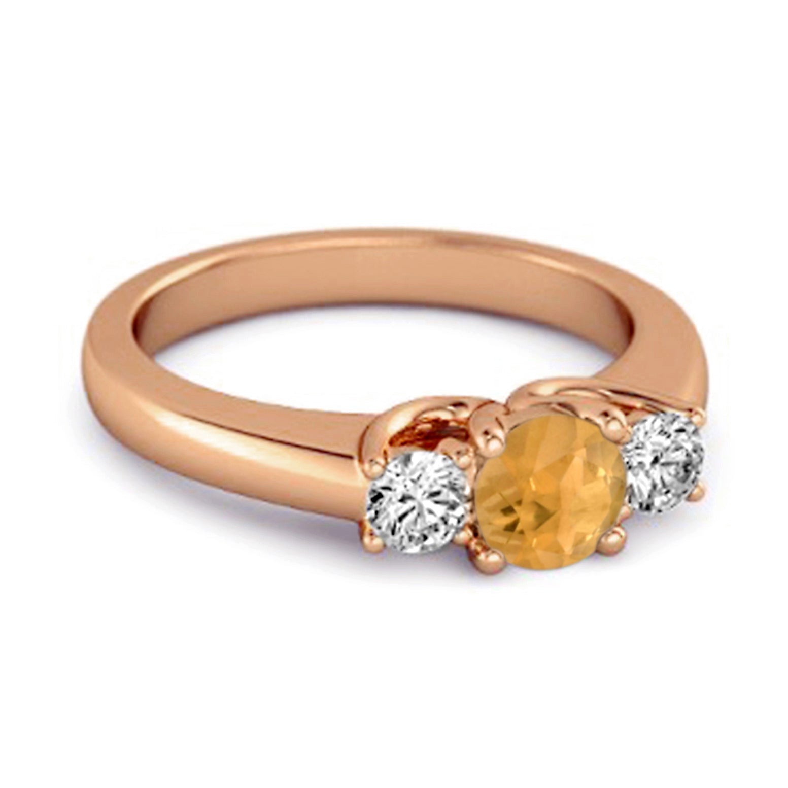 Citrine Round Three Stone Ring – Sterling Silver