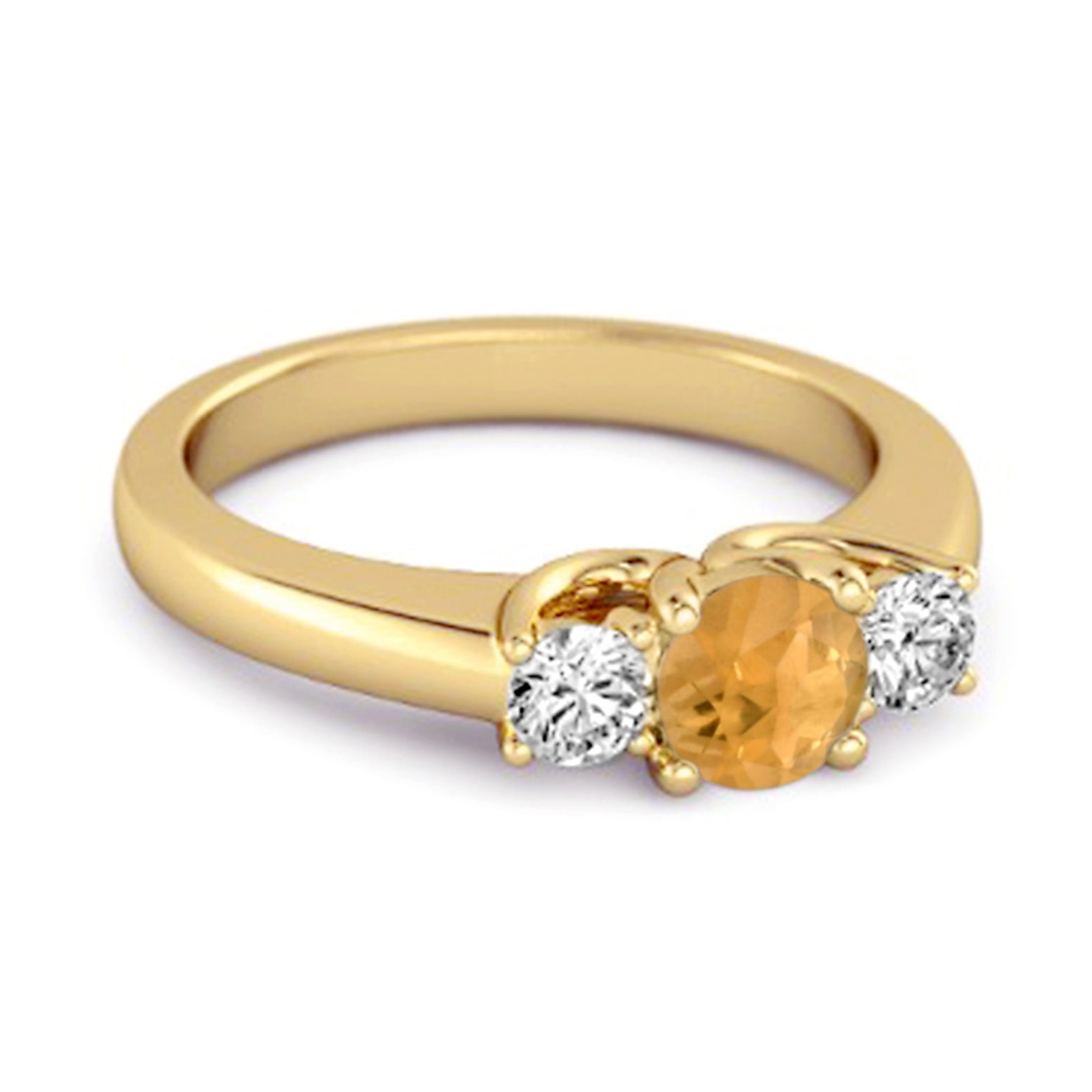 Citrine Round Three Stone Ring – Sterling Silver