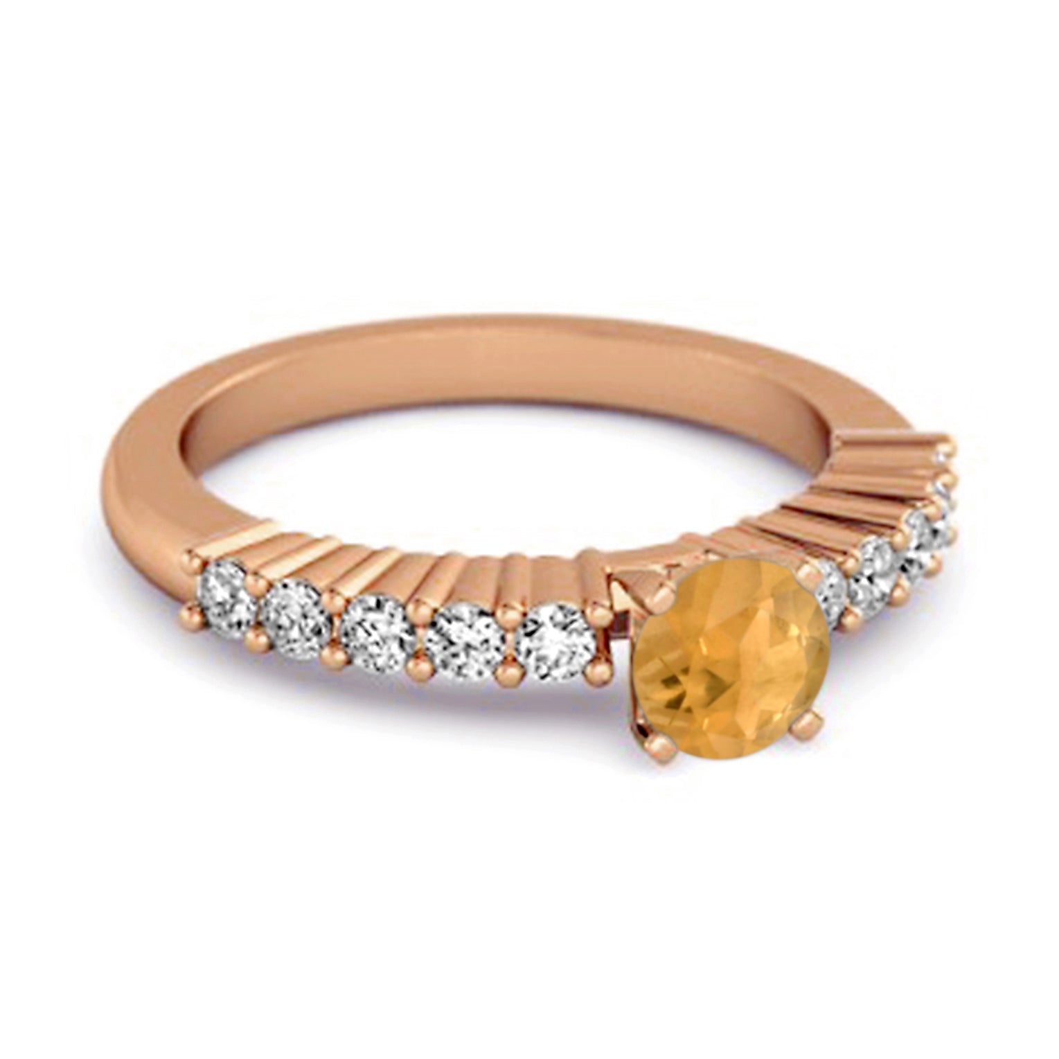 Citrine Round Solitaire Ring – Sterling Silver