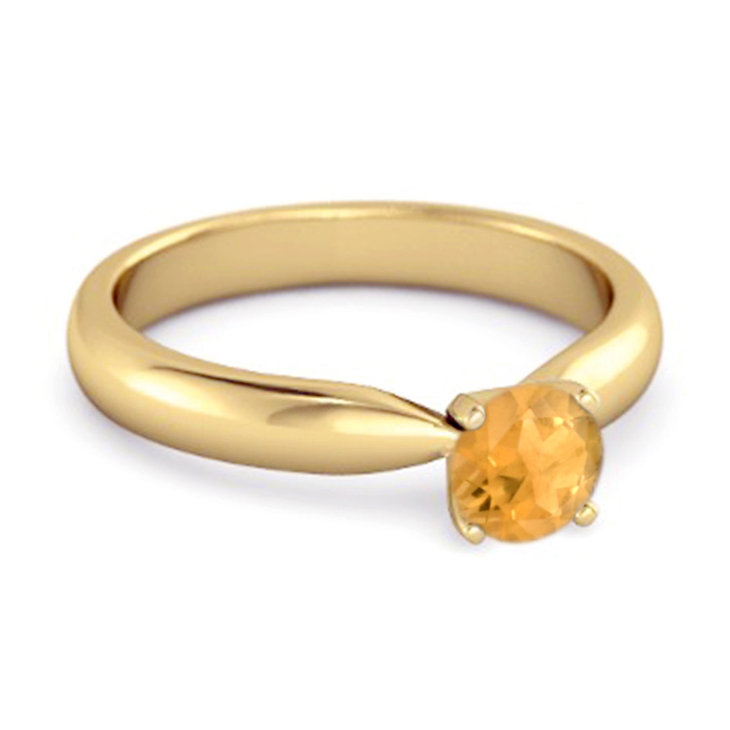 Citrine Solitaire Classic Minimalist Ring – Sterling Silver