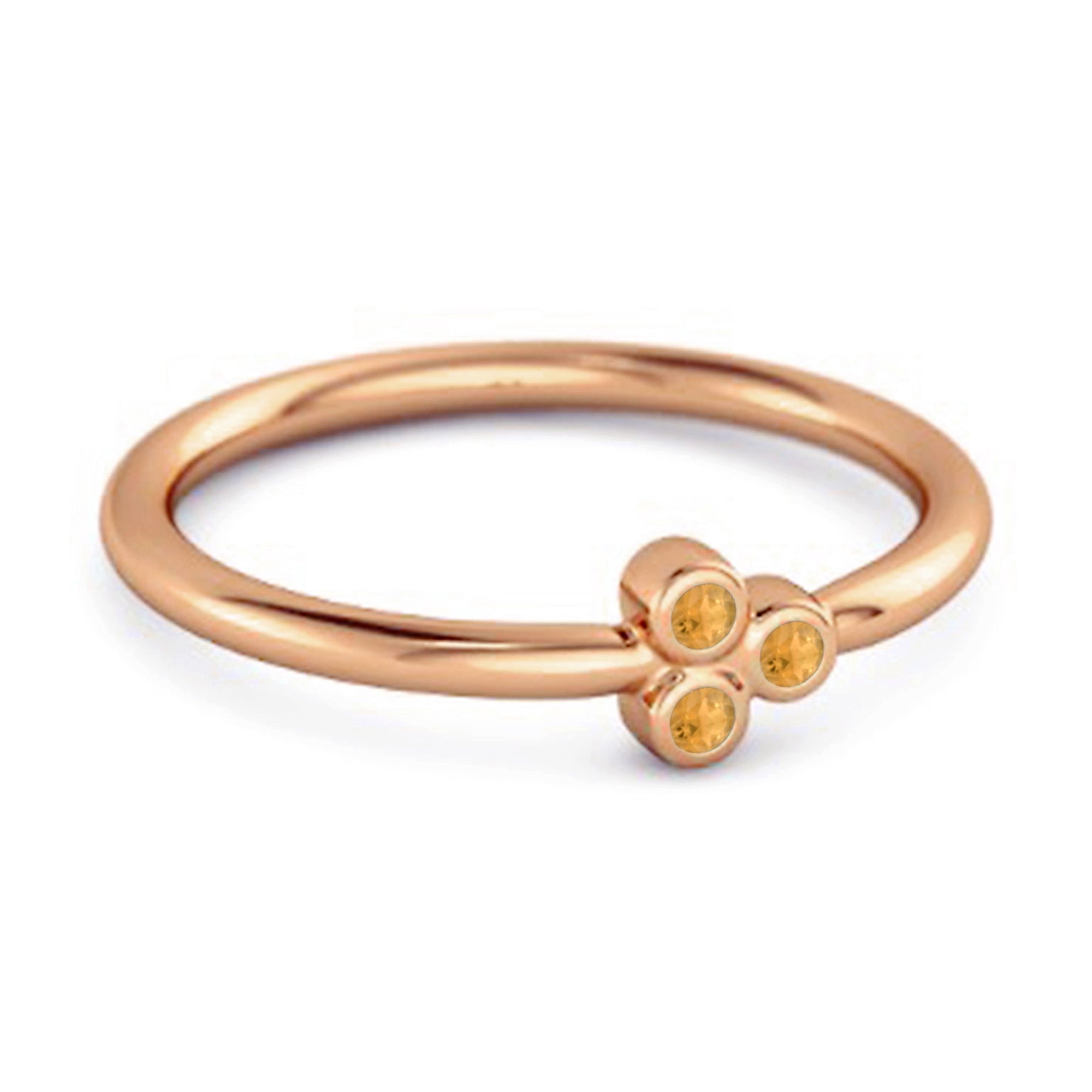 Citrine Three Stone Modern Trio Ring – Sterling Silver