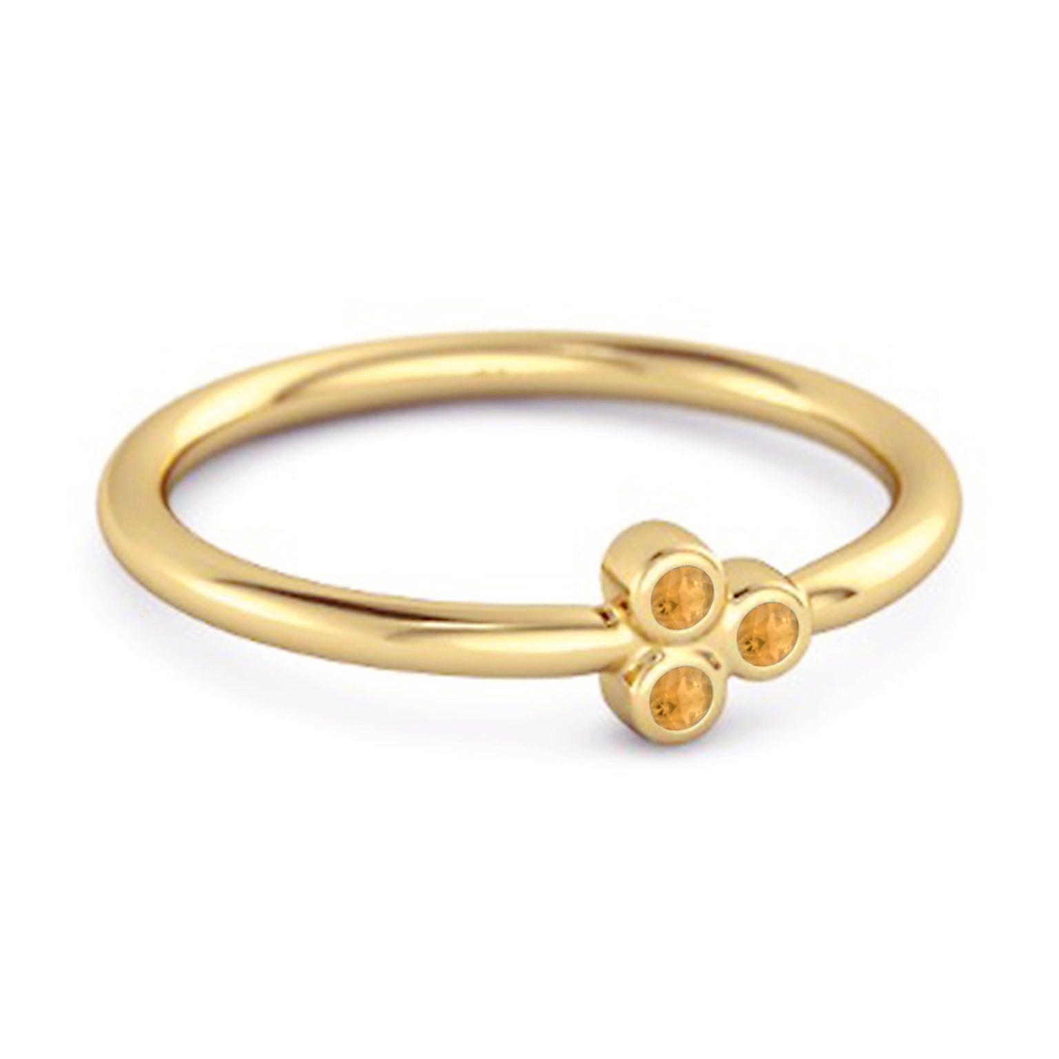 Citrine Three Stone Modern Trio Ring – Sterling Silver