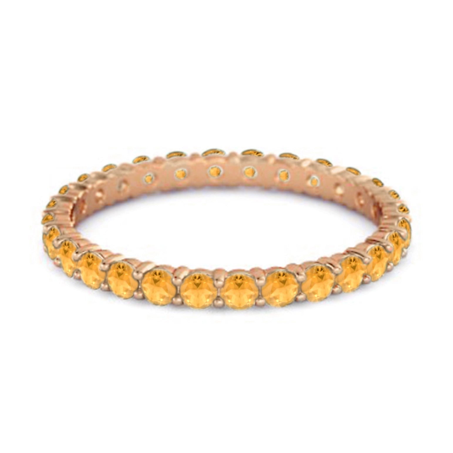 Anello dell'eternità classico con fascia completa in citrino - Argento Sterling