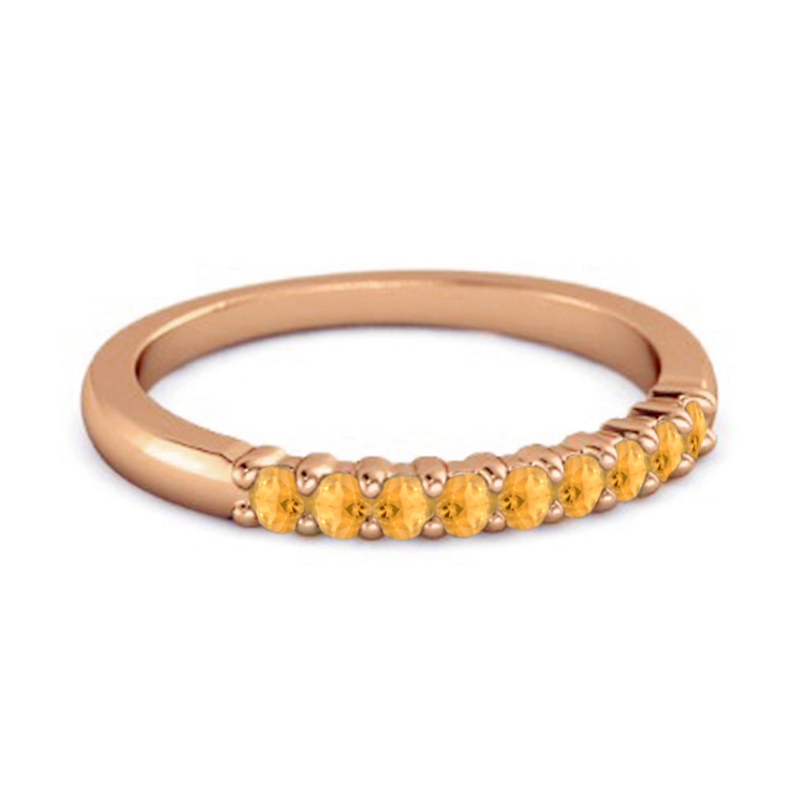 Citrine Eternity Delicate Stackable Band Ring – Sterling Silver