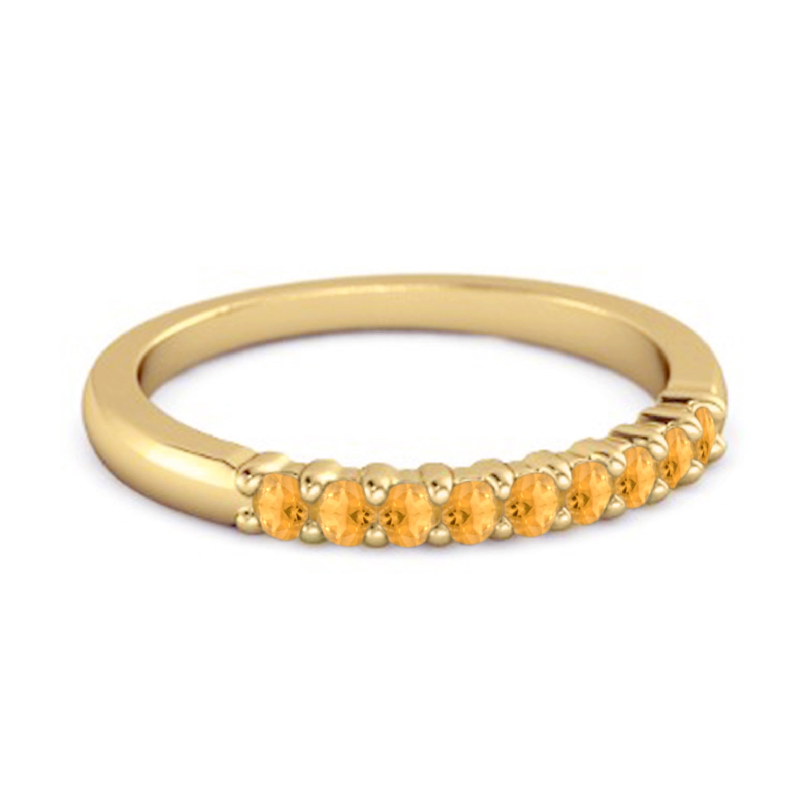Citrine Eternity Delicate Stackable Band Ring – Sterling Silver