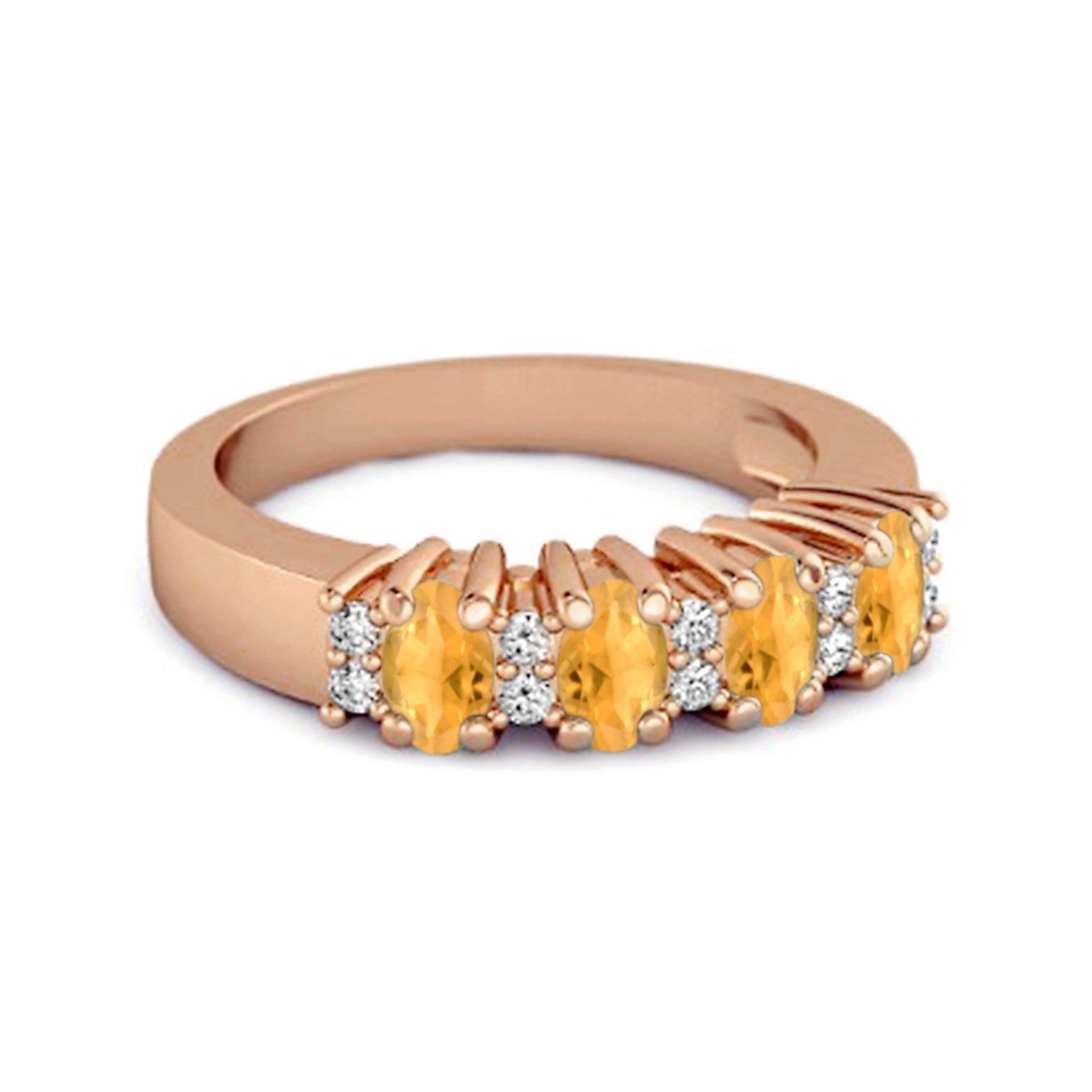 Citrine White Topaz Eternity Classic Band Ring – Sterling Silver