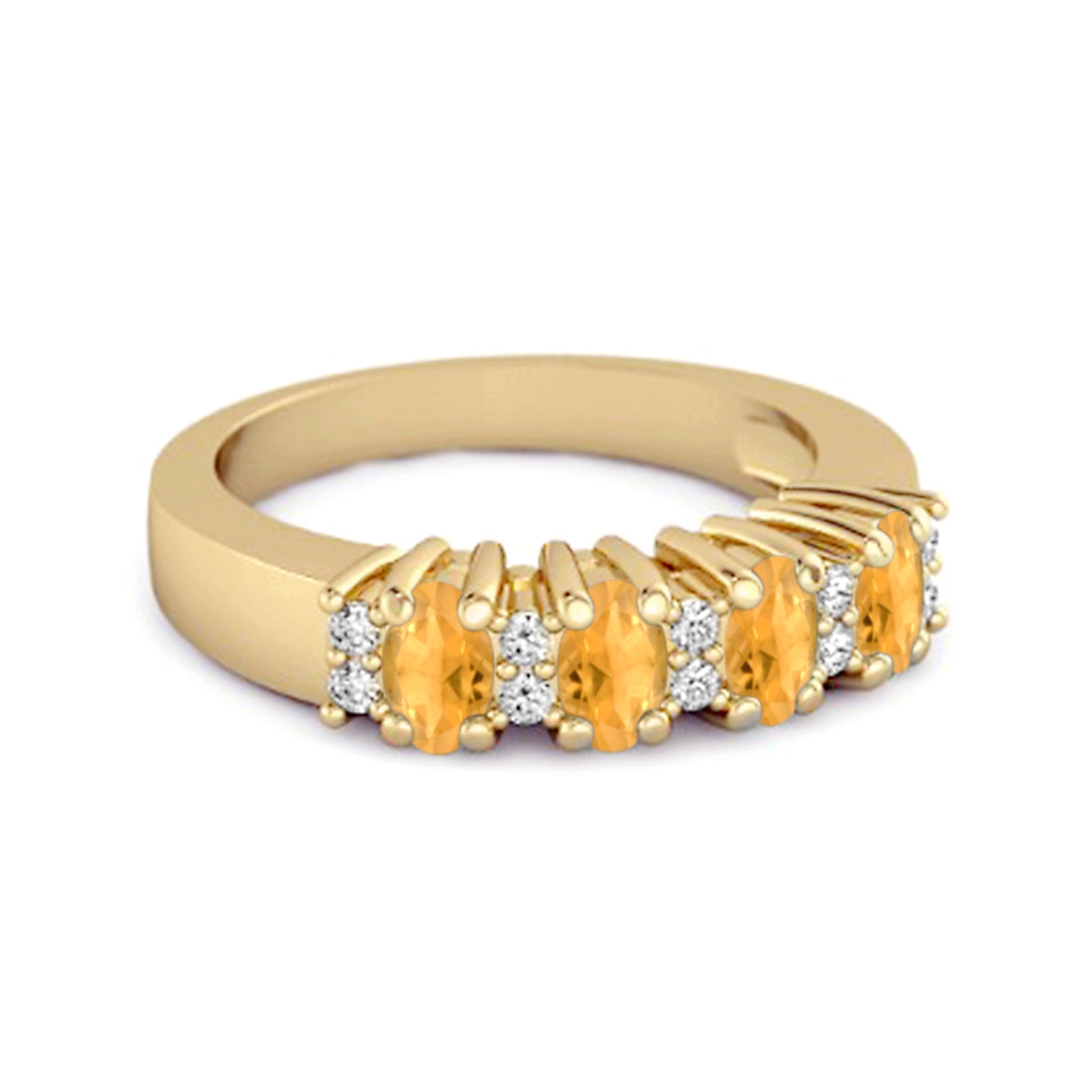 Citrine White Topaz Eternity Classic Band Ring – Sterling Silver