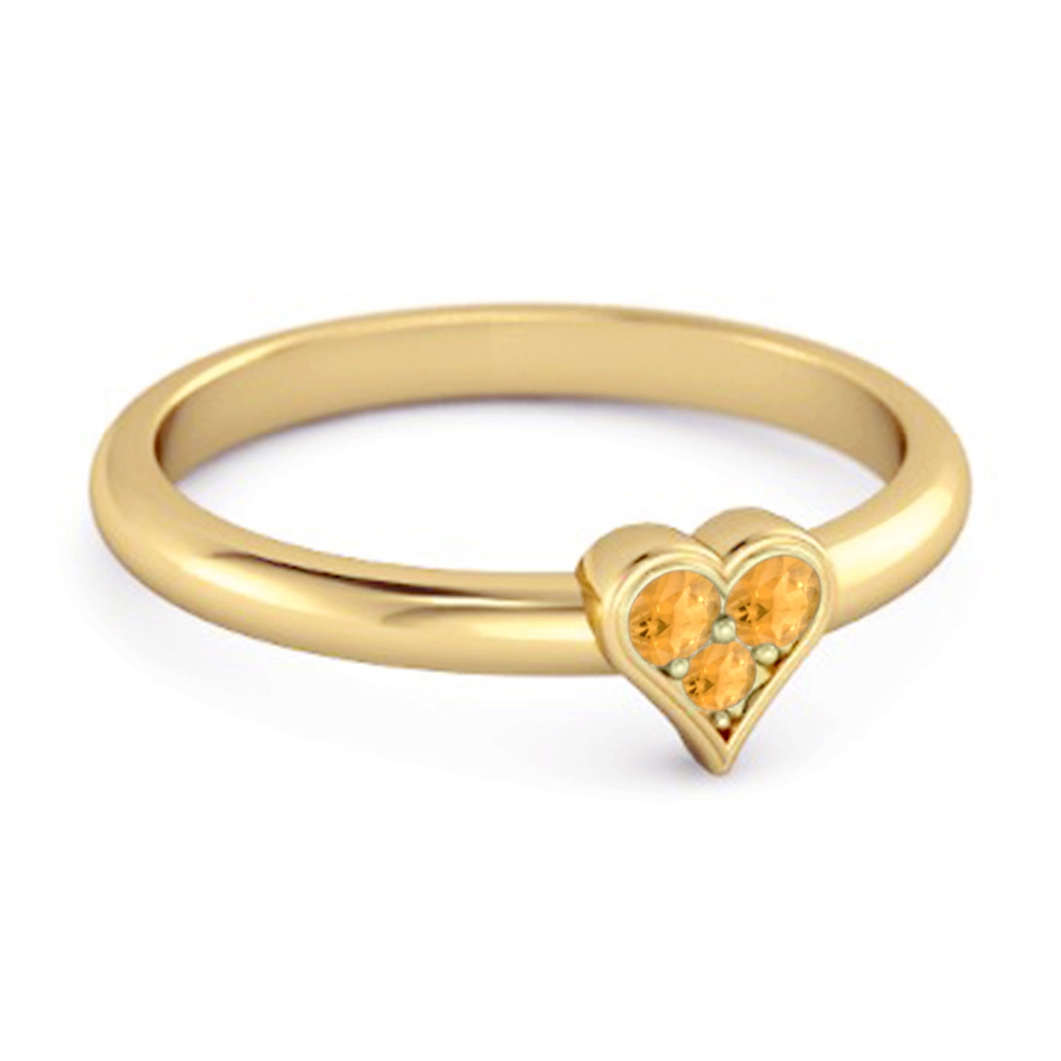 Citrine Heart Dainty Minimalist Design Ring – Sterling Silver