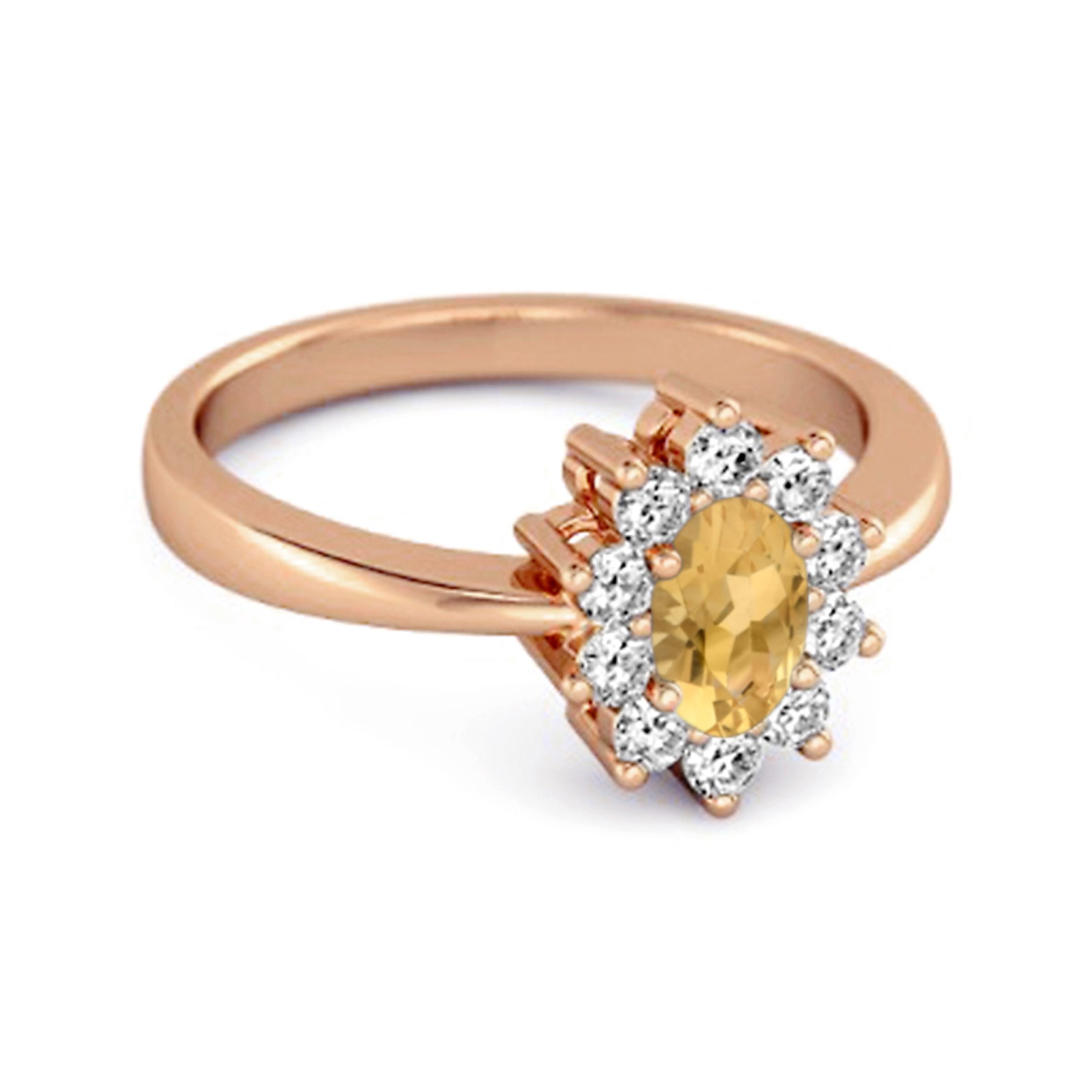 Citrine Halo White Topaz Sunburst Design Ring – Sterling Silver