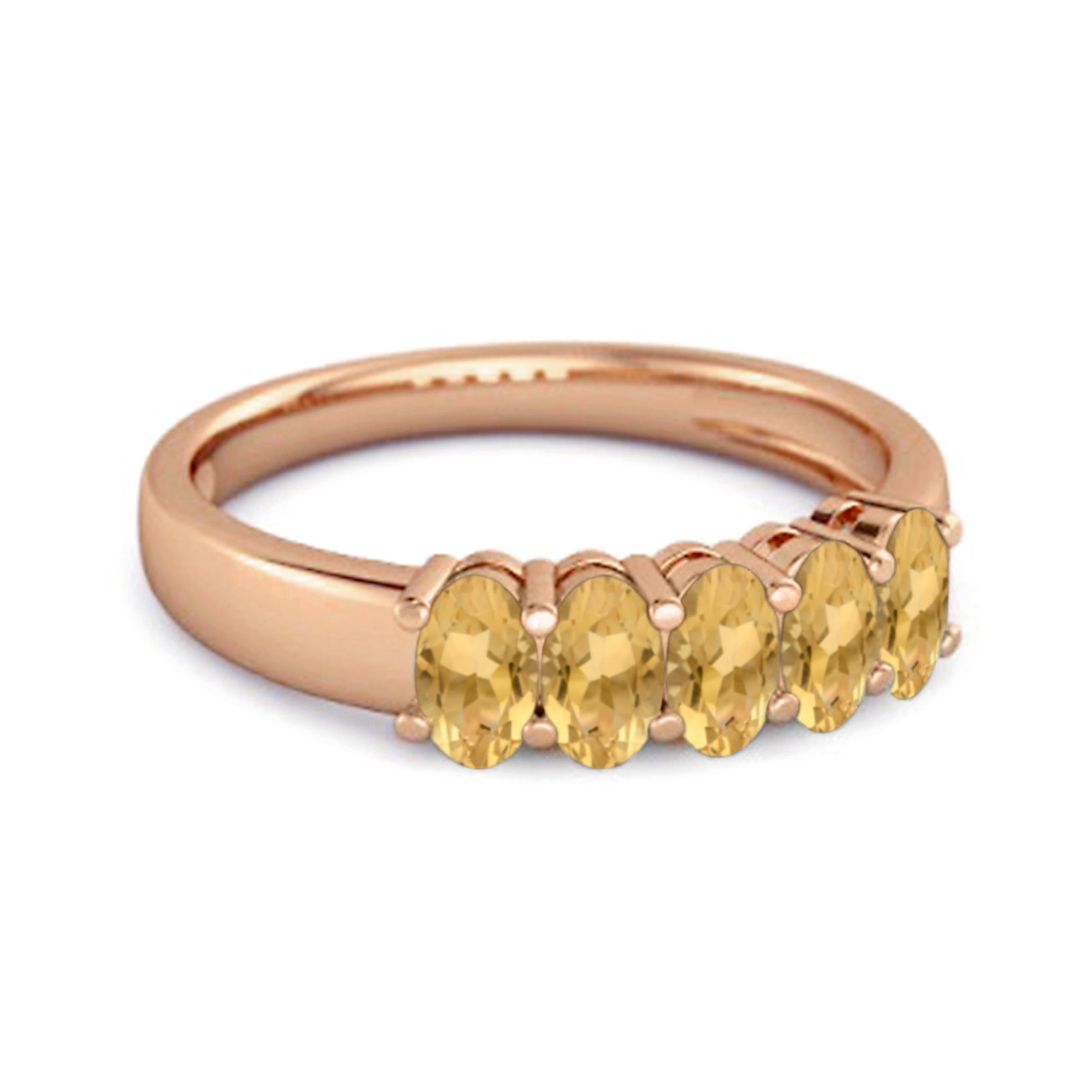 Citrine 5-Stone Eternity Band Ring – Sterling Silver