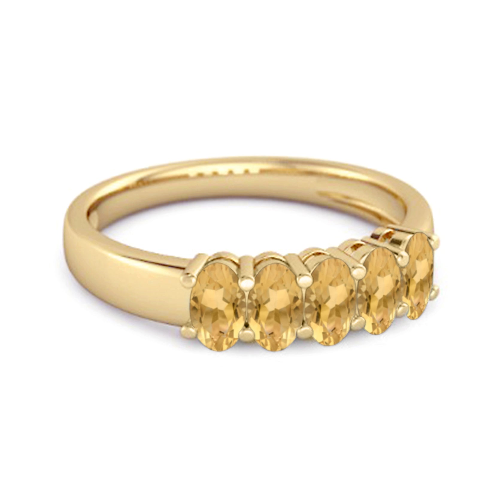 Citrine 5-Stone Eternity Band Ring – Sterling Silver