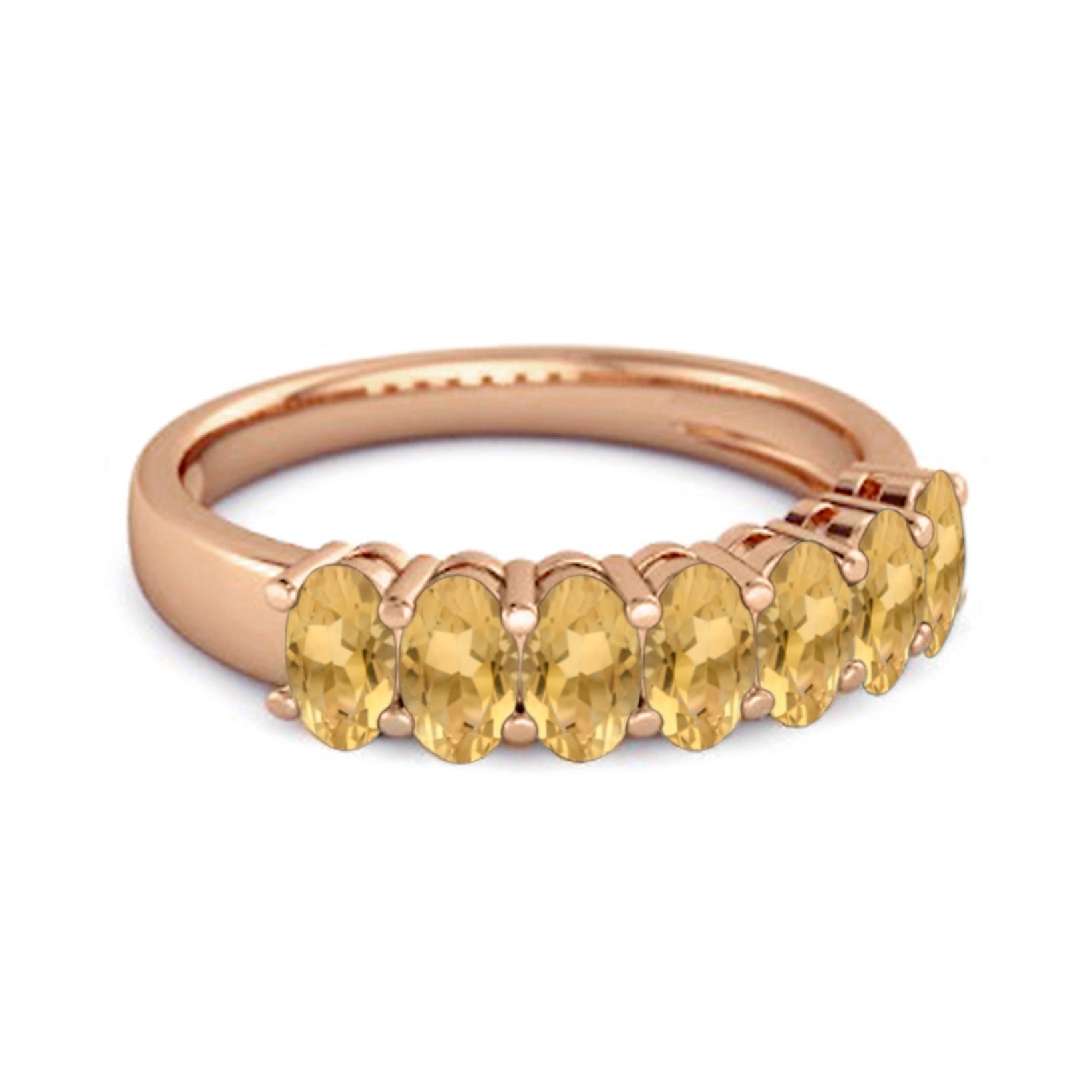 Citrine Classic Eternity Seven Stone Band Ring – Sterling Silver