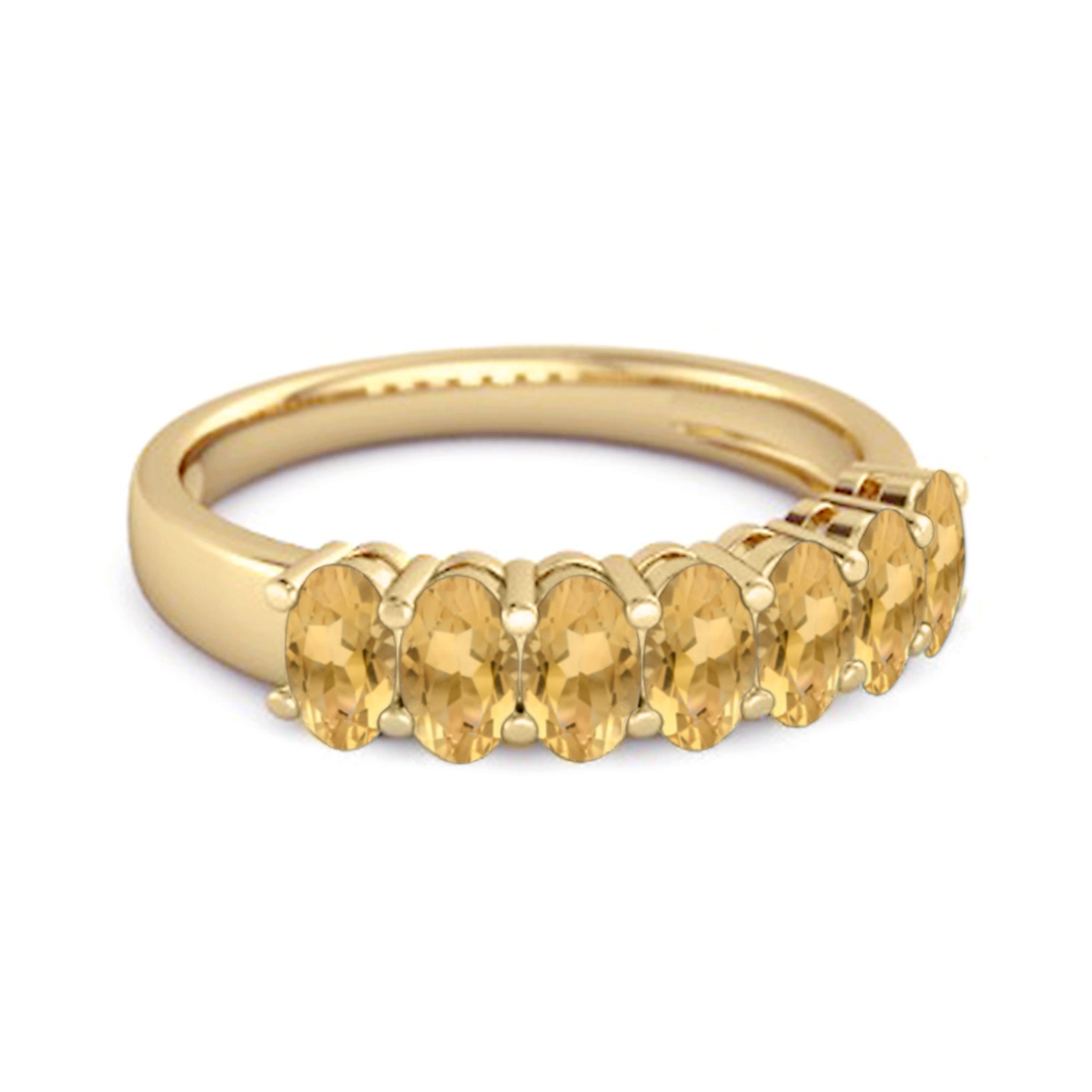 Citrine Classic Eternity Seven Stone Band Ring – Sterling Silver